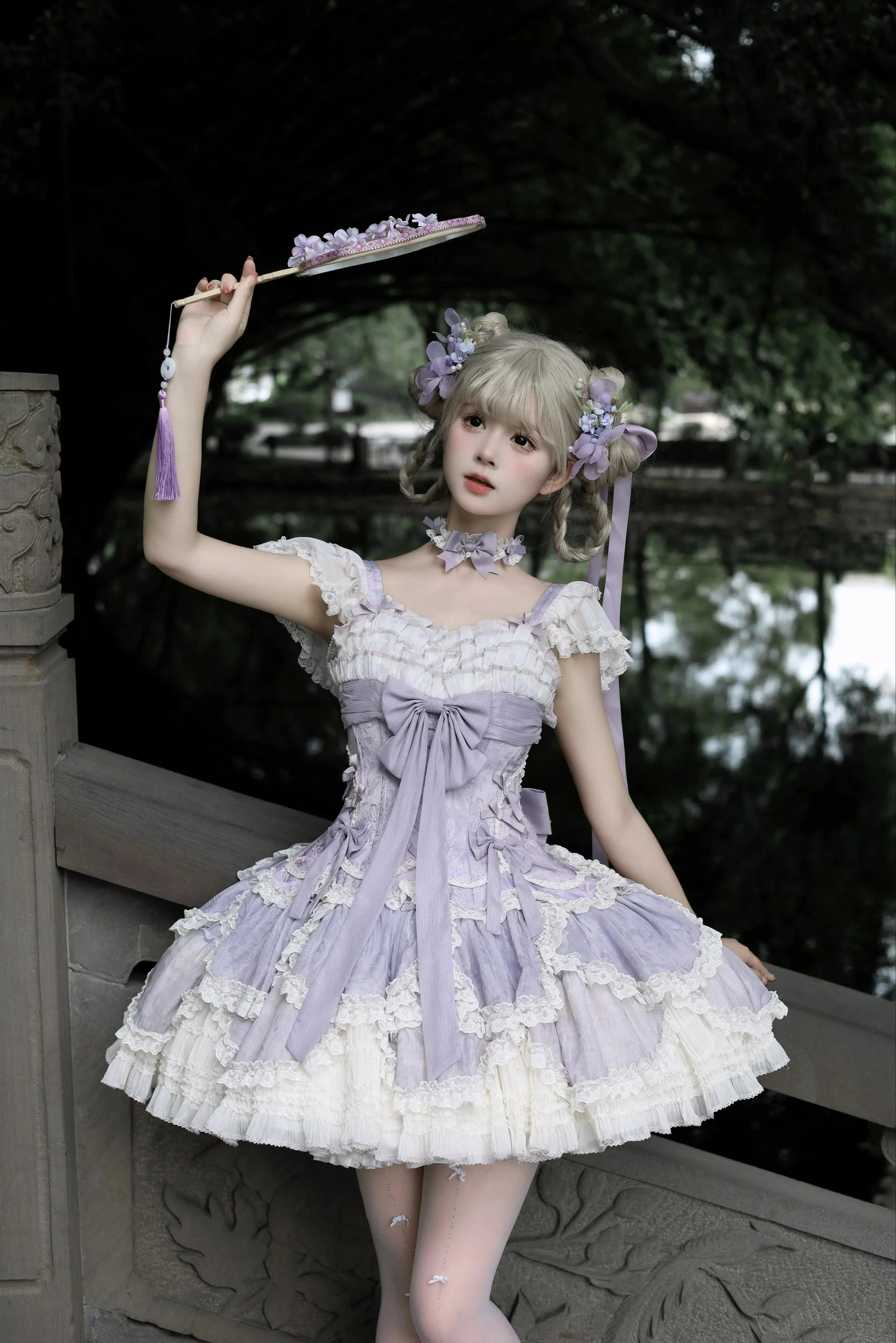 Meowing and fruity - Dream of Floral - Doll-Like Sweet Lolita Dress, Tiered Petal Hem - Image 7