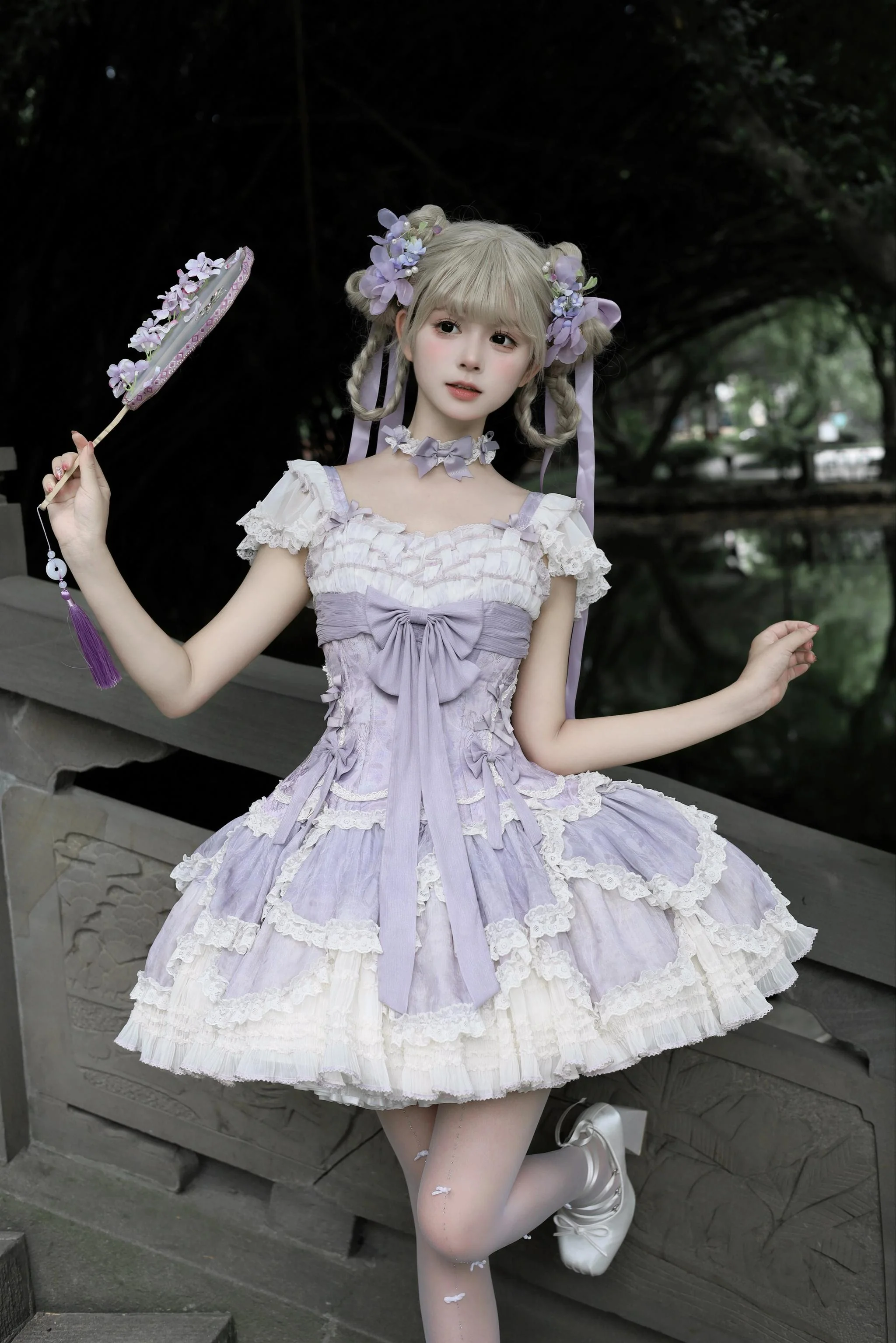 Meowing and fruity - Dream of Floral - Doll-Like Sweet Lolita Dress, Tiered Petal Hem - Image 9
