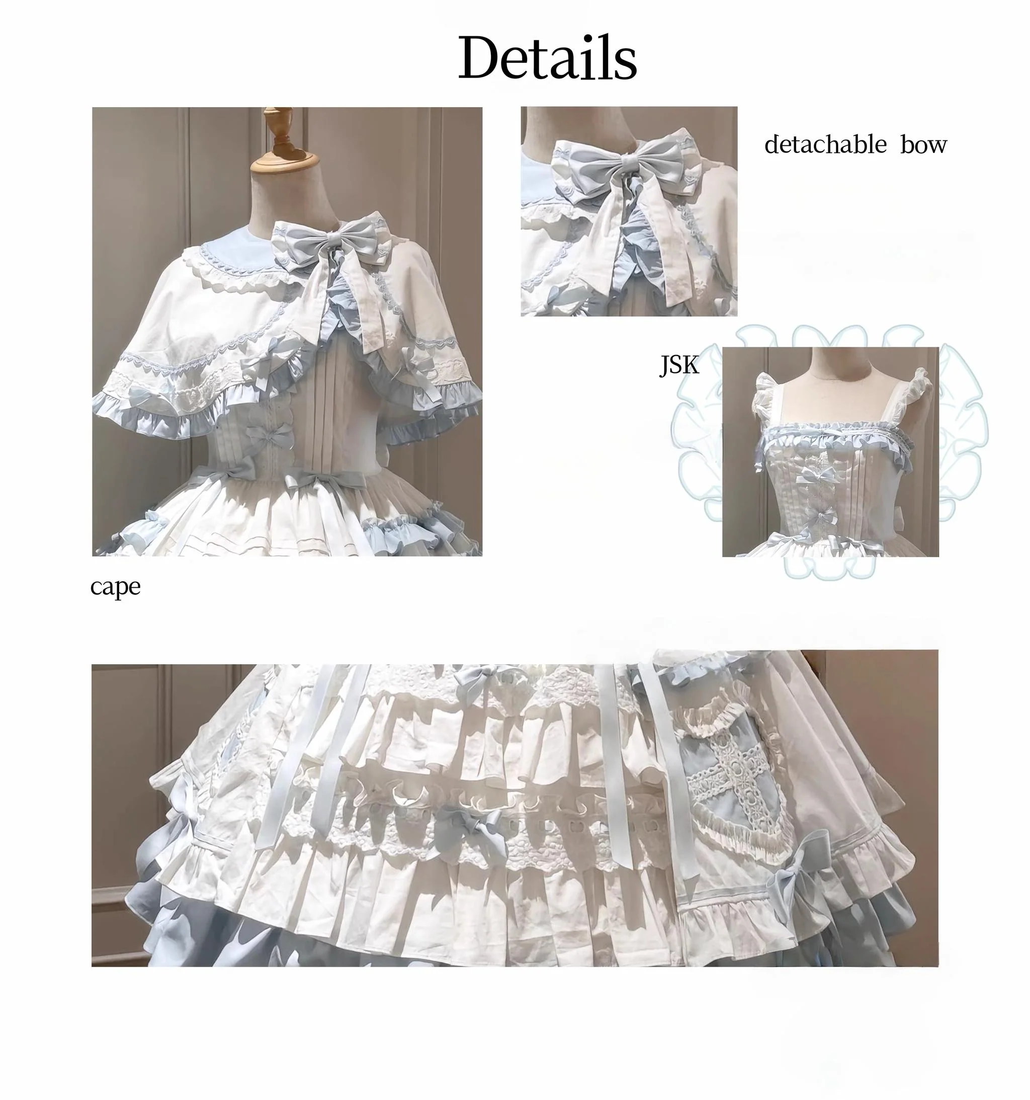 Showcase Doll - Doll-Like Sweet Lolita JSK Dress, Flounce Hem Cape - Image 4