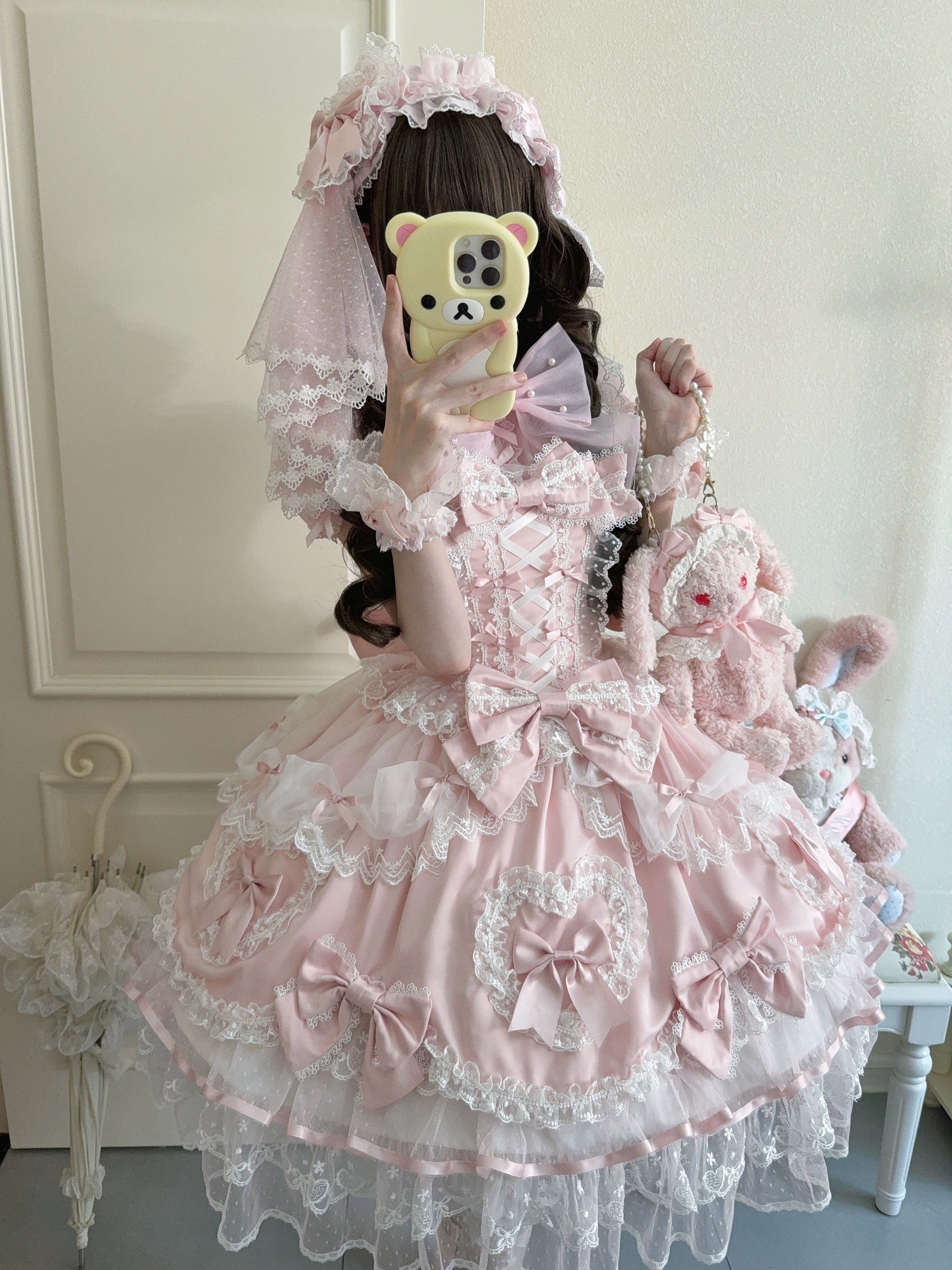 Velvet Sweetheart - Doll-like Sweet Lolita Jumper Dress, Bow Accents - Image 15