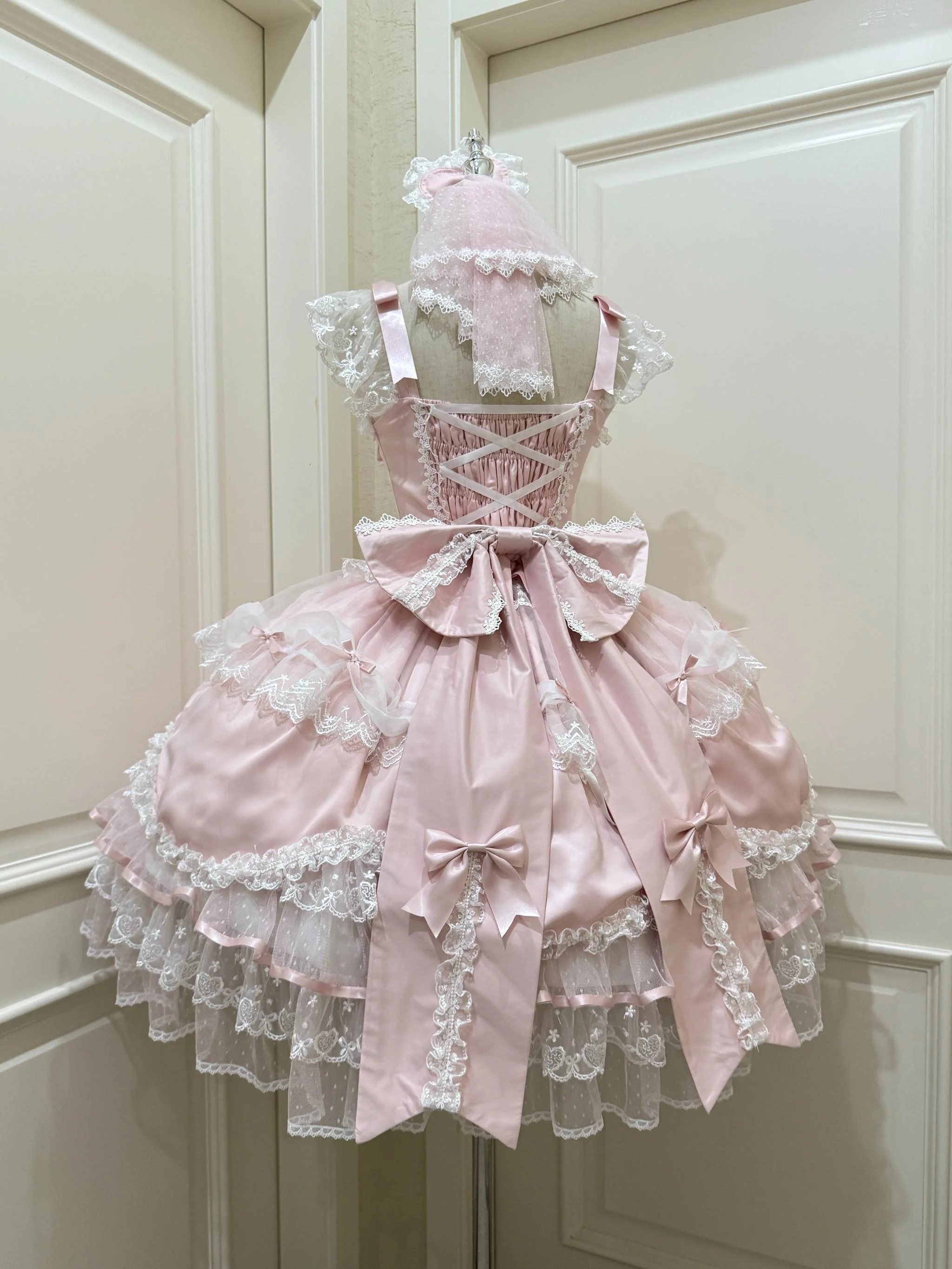 Velvet Sweetheart - Doll-like Sweet Lolita Jumper Dress, Bow Accents - Image 2