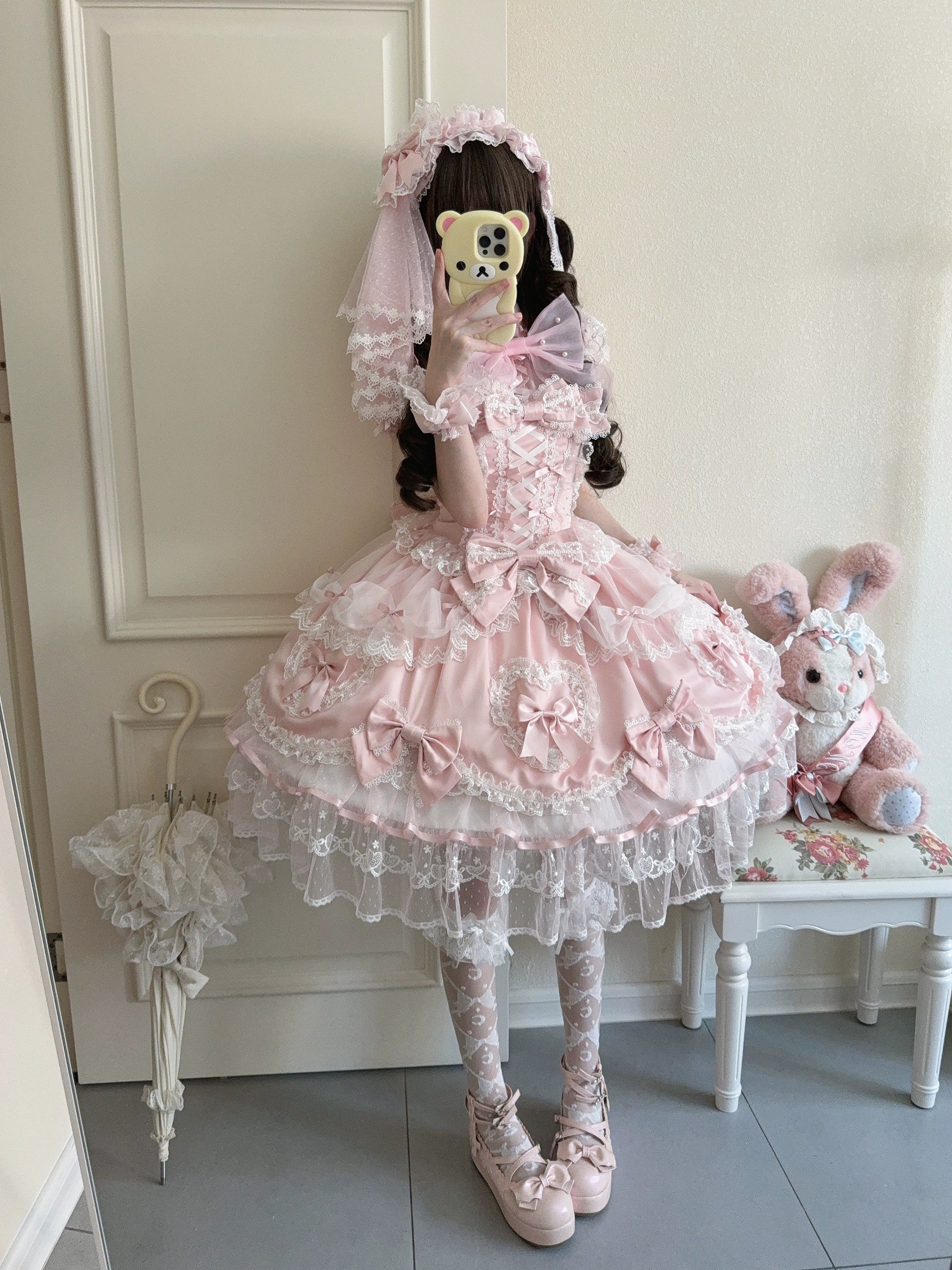 Velvet Sweetheart - Doll-like Sweet Lolita Jumper Dress, Bow Accents - Image 20