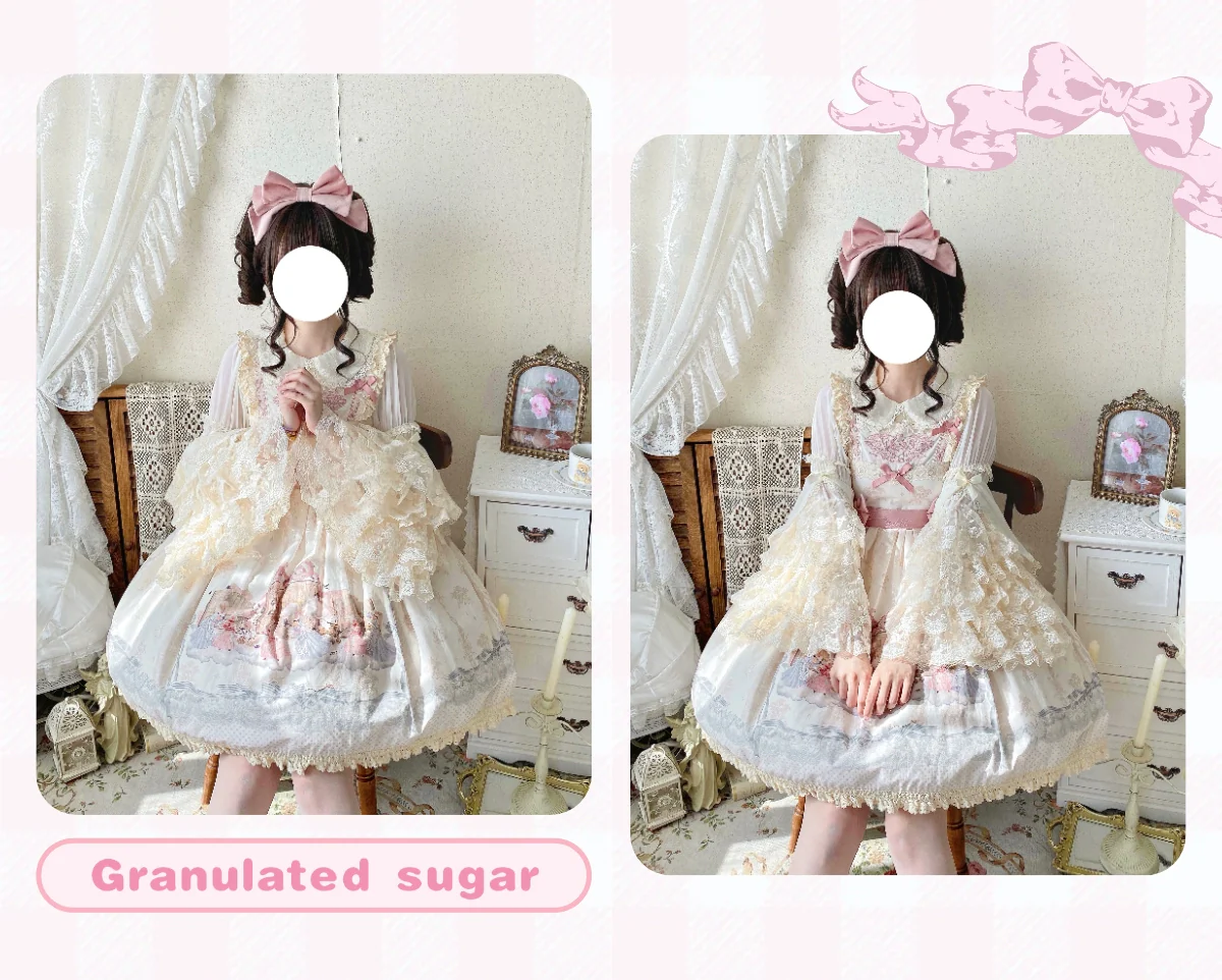 Qianmu - Granulated Sugar - Doll-like Sweet Lolita Lace Blouse, Hime Sleeve - Image 15