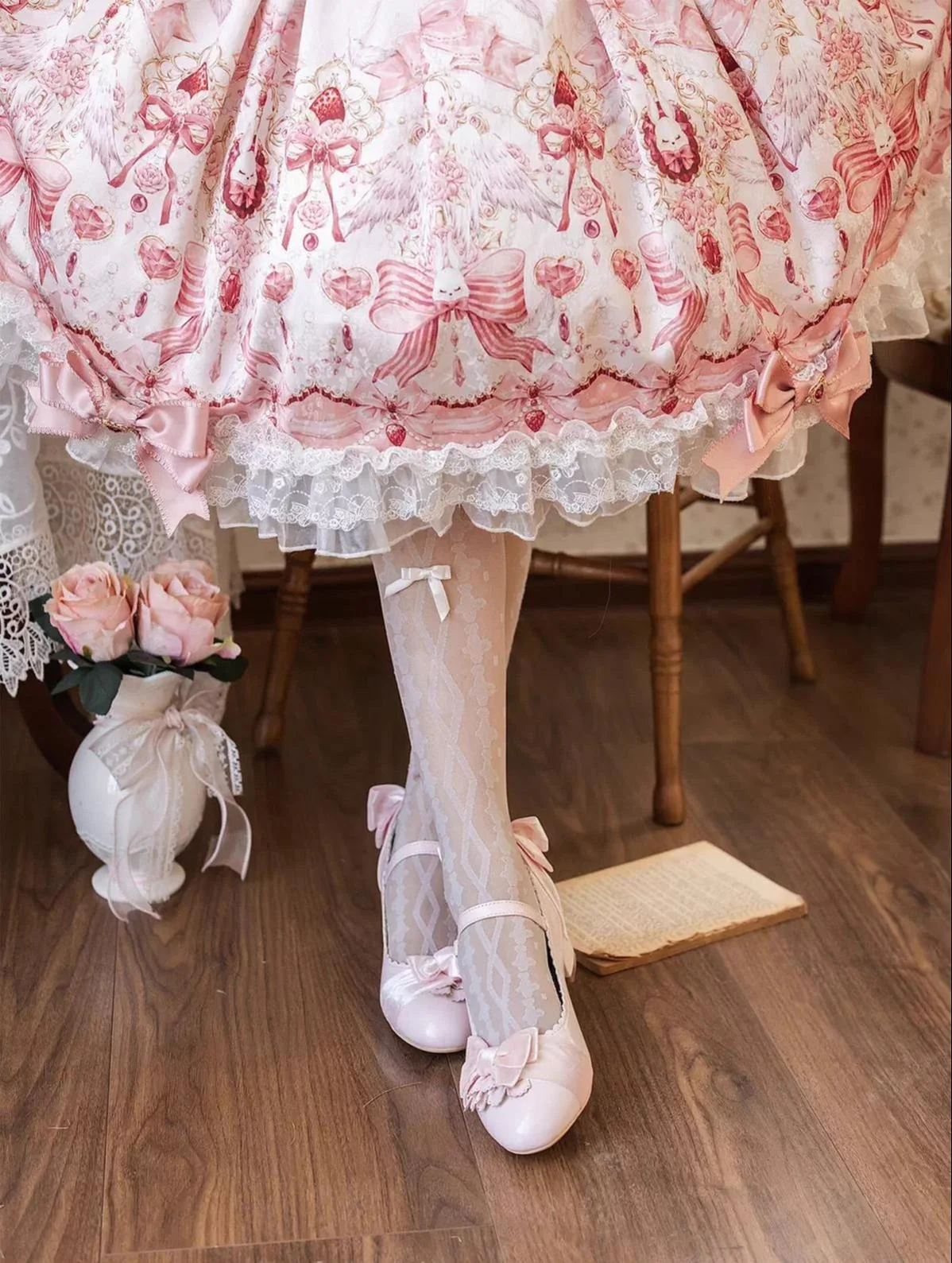 Doll's Ball - Classic Lolita Shoes, Mid Horseshoe Heel - Image 7