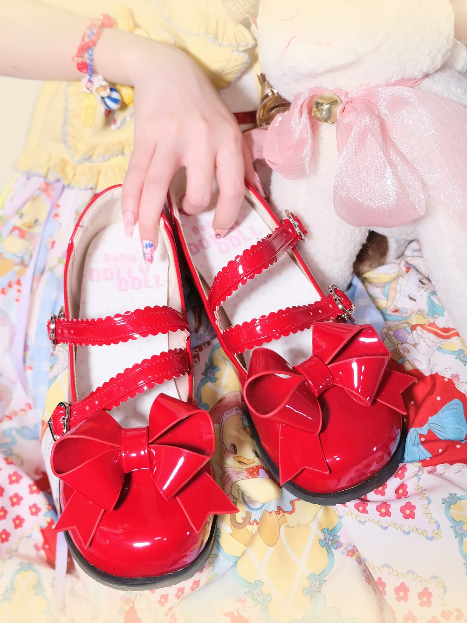 Dolly Doll - Apple Candy - Mary Jane Lolita Shoes Bow PU Low-Mid Heel Shoes - Image 13
