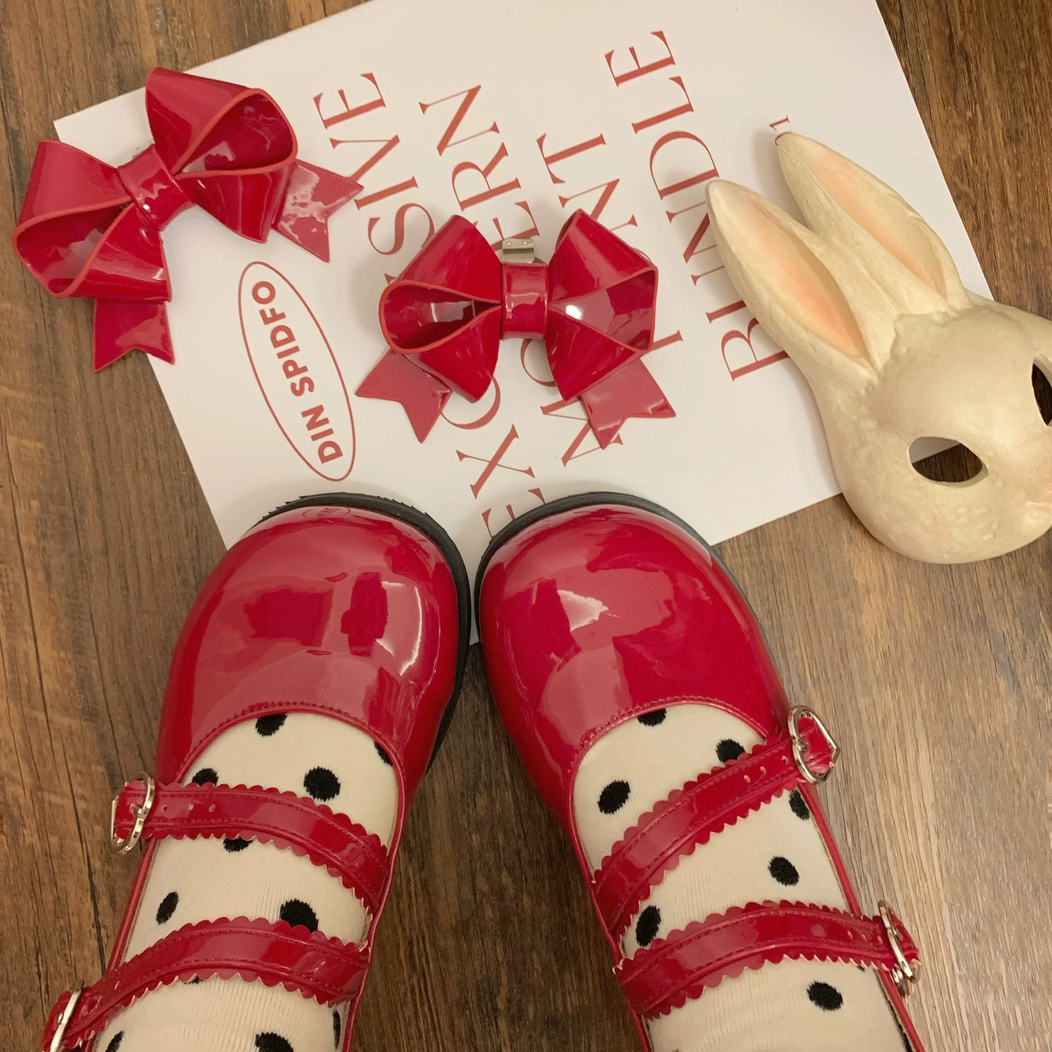 Dolly Doll - Apple Candy - Mary Jane Lolita Shoes Bow PU Low-Mid Heel Shoes - Image 22
