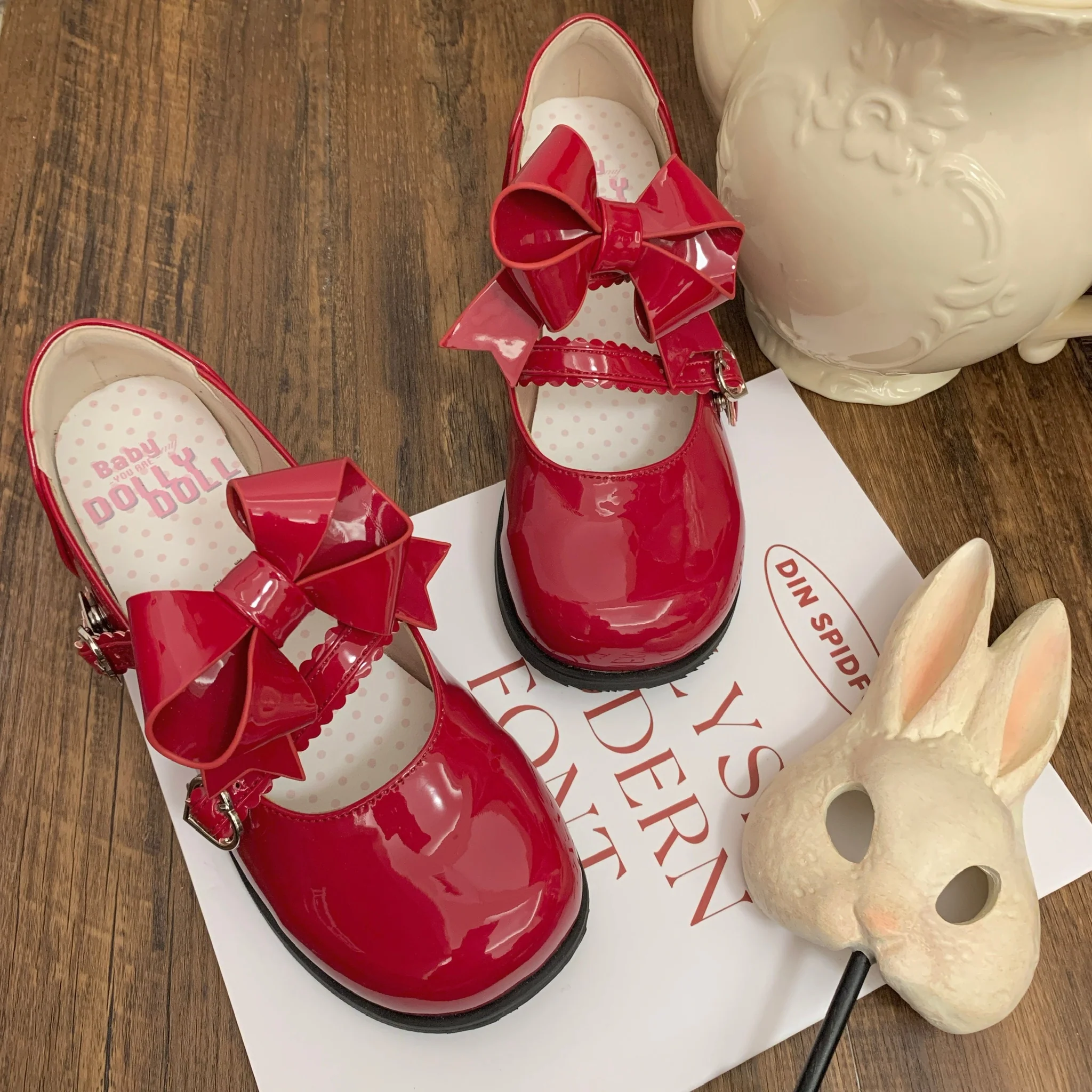Dolly Doll - Apple Candy - Mary Jane Lolita Shoes Bow PU Low-Mid Heel Shoes - Image 24