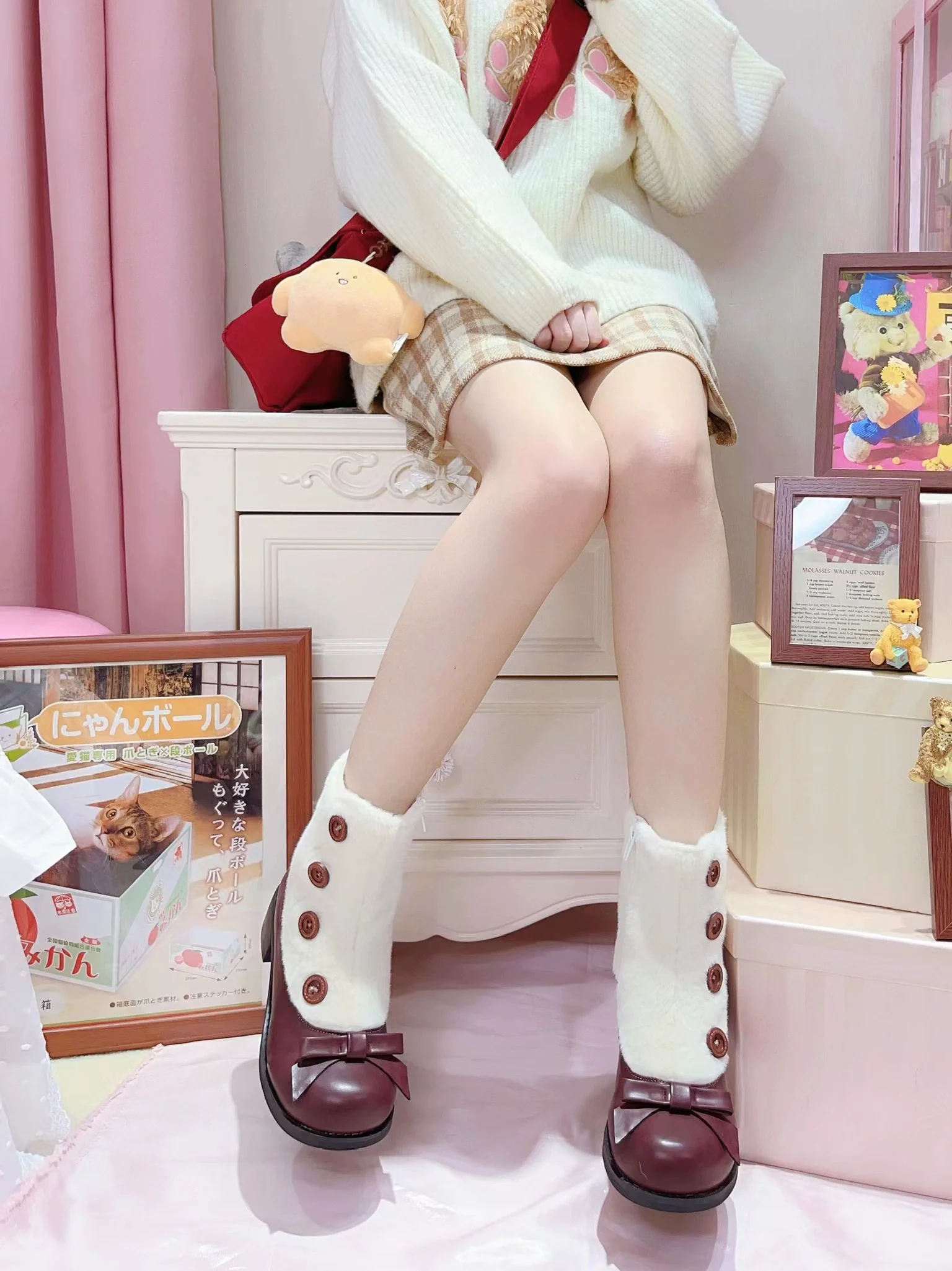 Dolly Doll - Winter Lolita Boots Fur Mary Jane Lolita Low Heel Shoes - Image 14