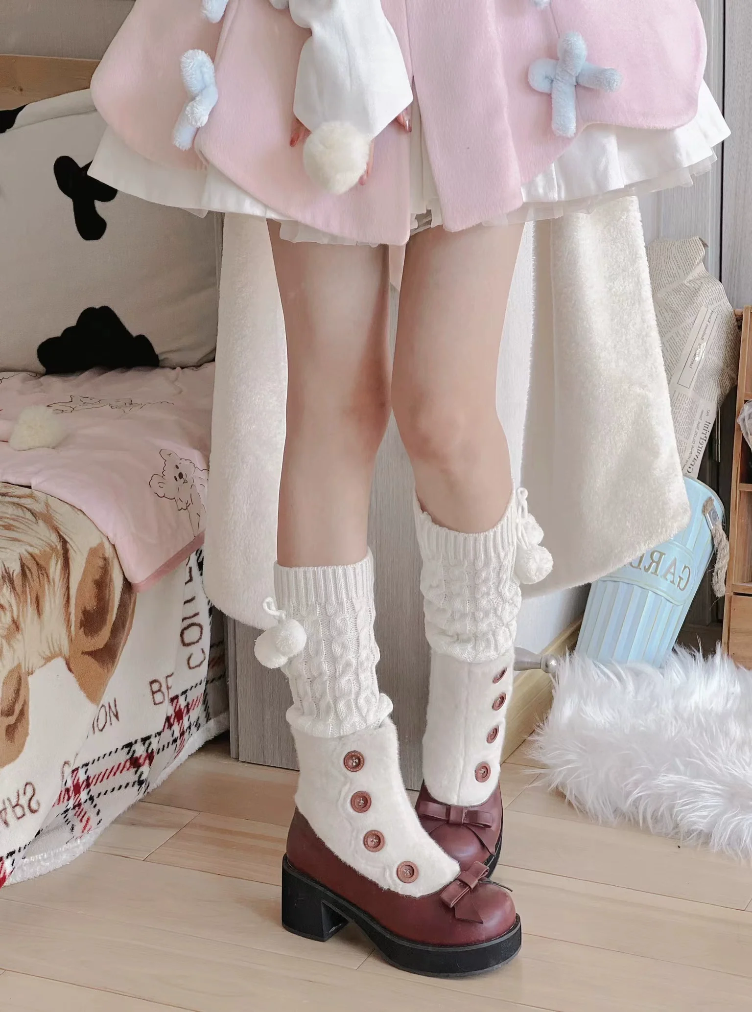 Dolly Doll - Winter Lolita Boots Fur Mary Jane Lolita Low Heel Shoes - Image 18