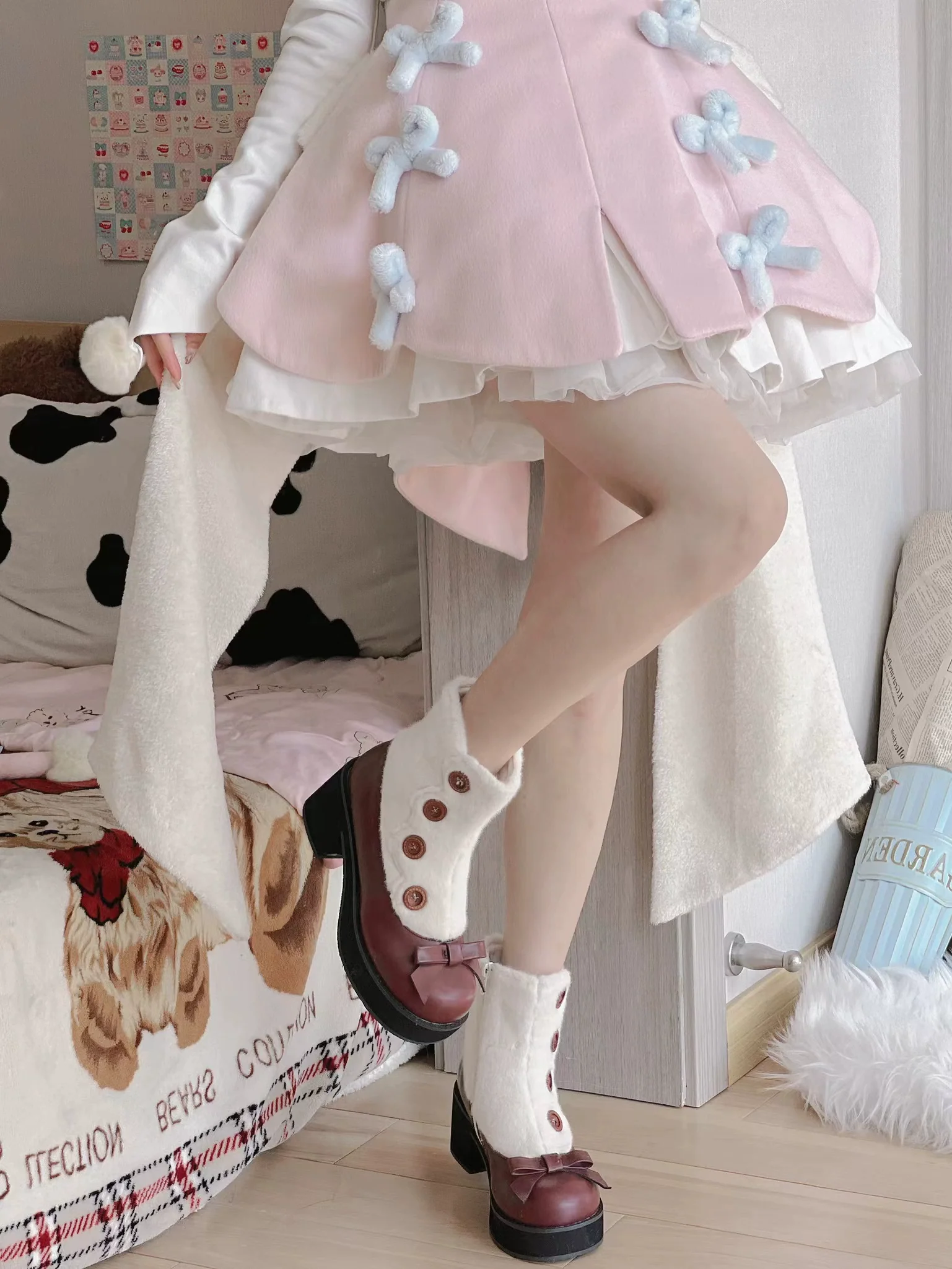 Dolly Doll - Winter Lolita Boots Fur Mary Jane Lolita Low Heel Shoes - Image 19
