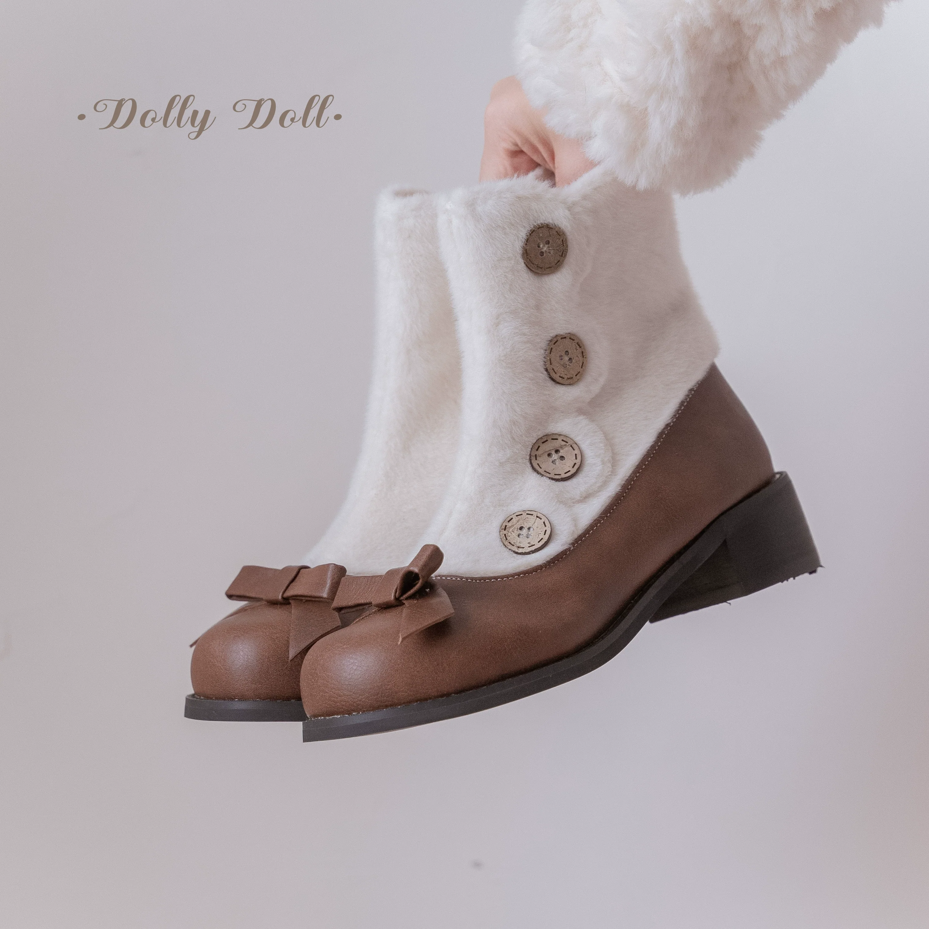 Dolly Doll - Winter Lolita Boots Fur Mary Jane Lolita Low Heel Shoes - Image 47