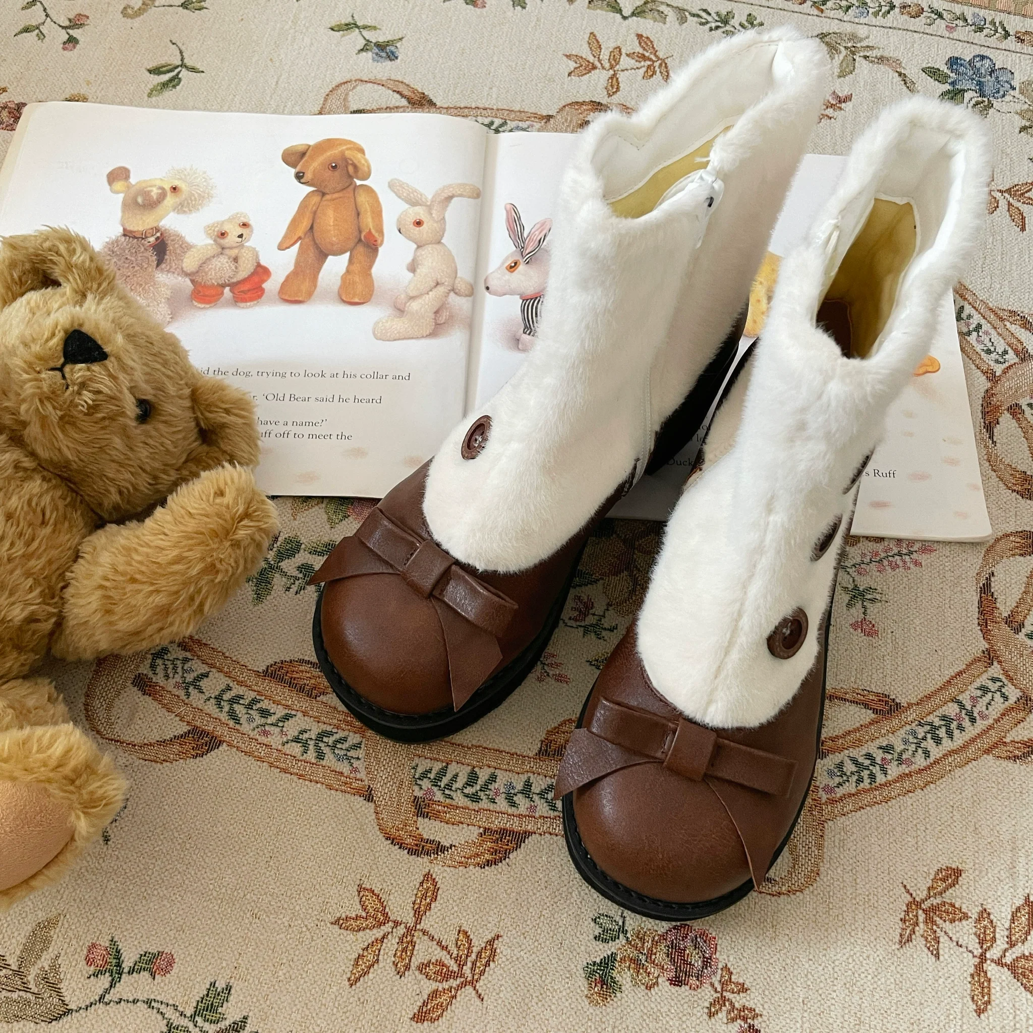 Dolly Doll - Winter Lolita Boots Fur Mary Jane Lolita Low Heel Shoes - Image 51