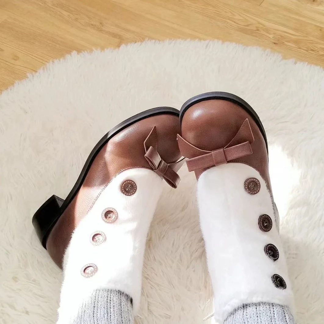 Dolly Doll - Winter Lolita Boots Fur Mary Jane Lolita Low Heel Shoes - Image 60