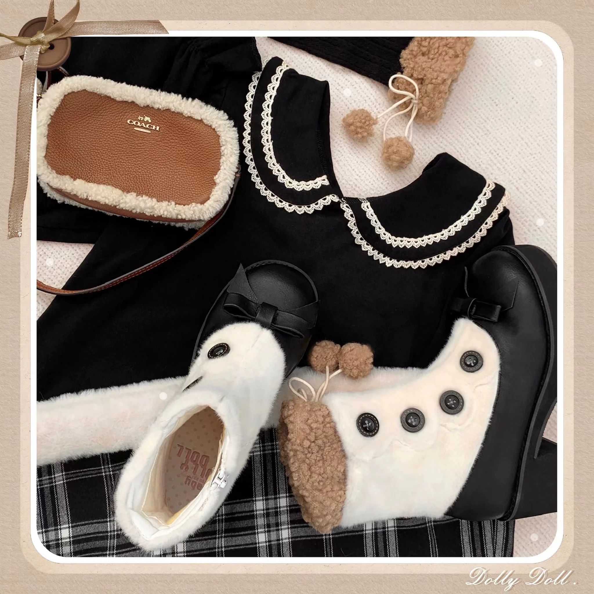 Dolly Doll - Winter Lolita Boots Fur Mary Jane Lolita Low Heel Shoes - Image 68