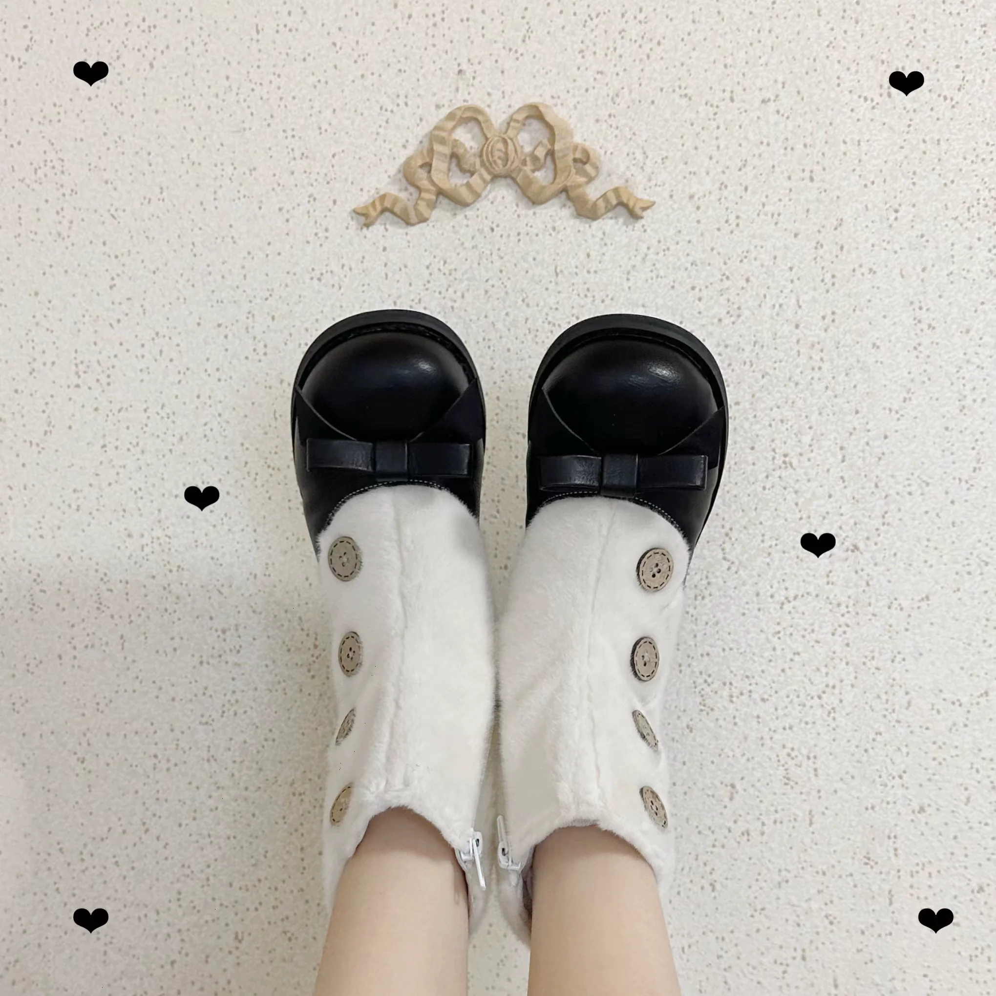 Dolly Doll - Winter Lolita Boots Fur Mary Jane Lolita Low Heel Shoes - Image 79