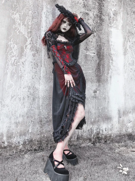 Blood Supply - Drawstring Christmas Gothic Lolita Long Dress - Image 6