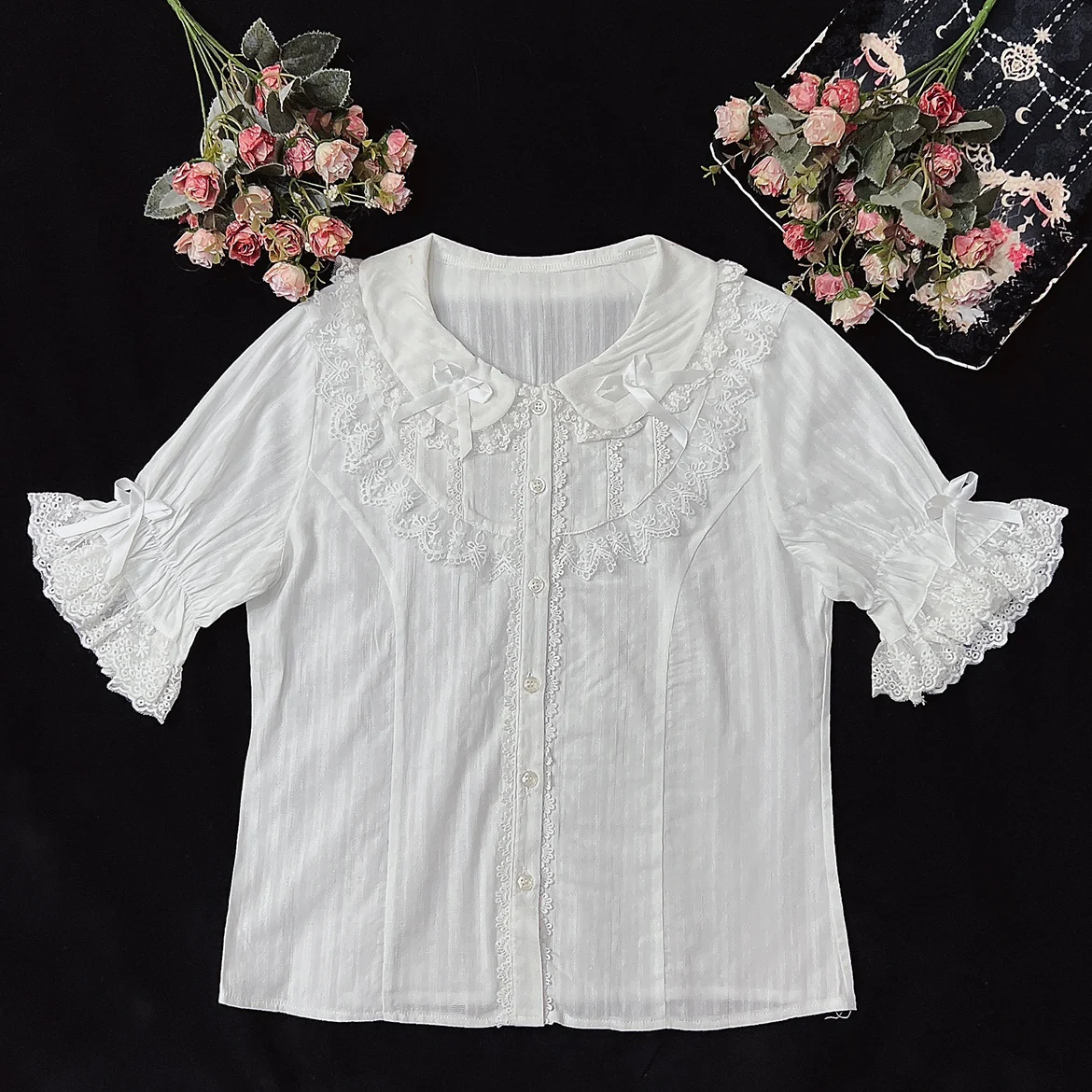 Summer Short Sleeve Cotton Lolita Blouse - Image 3