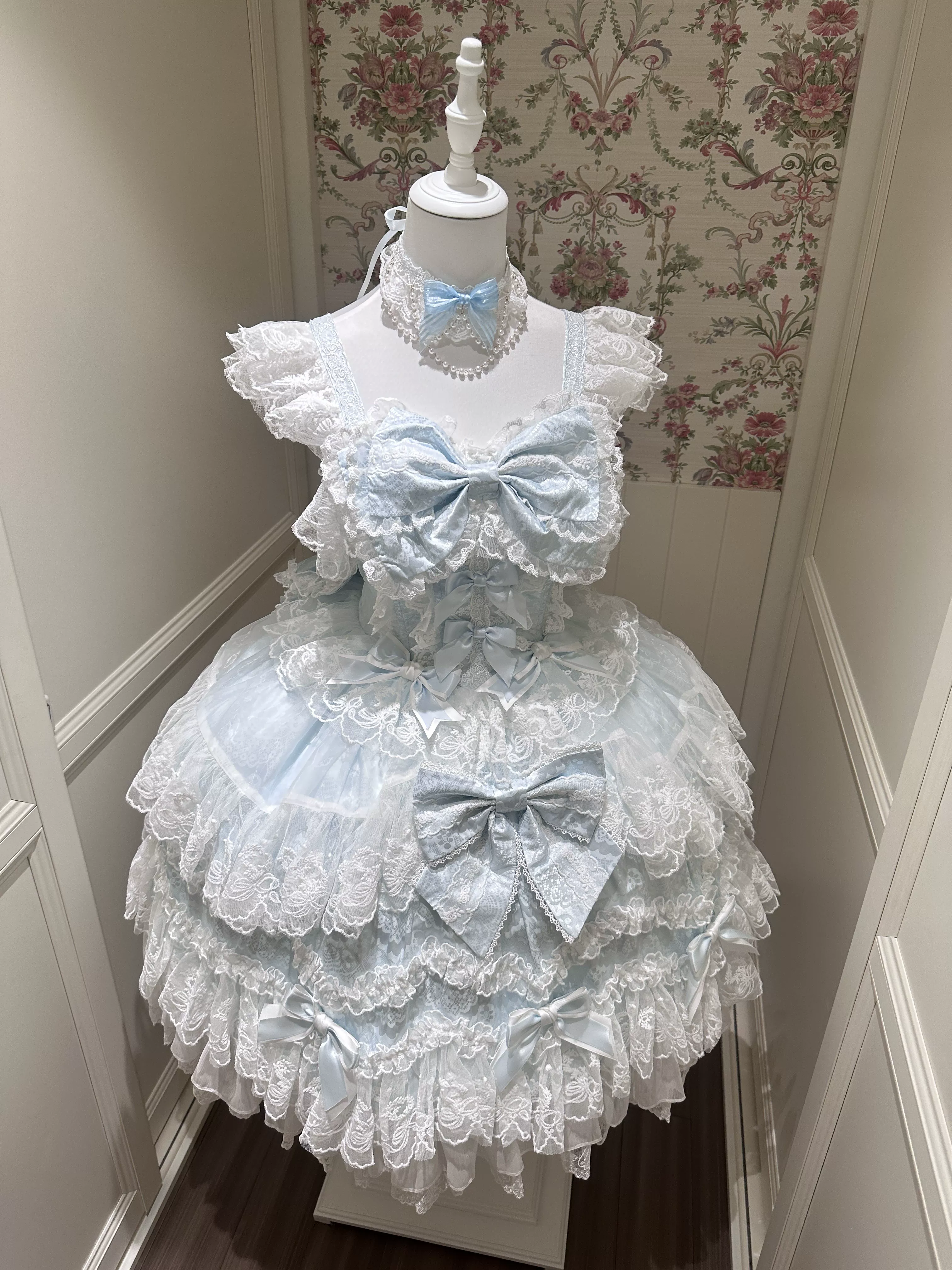 Sakura Blossom Dream - Dreamy Sweet Lolita JSK Dress, Abundant Lace & Bows - Image 22