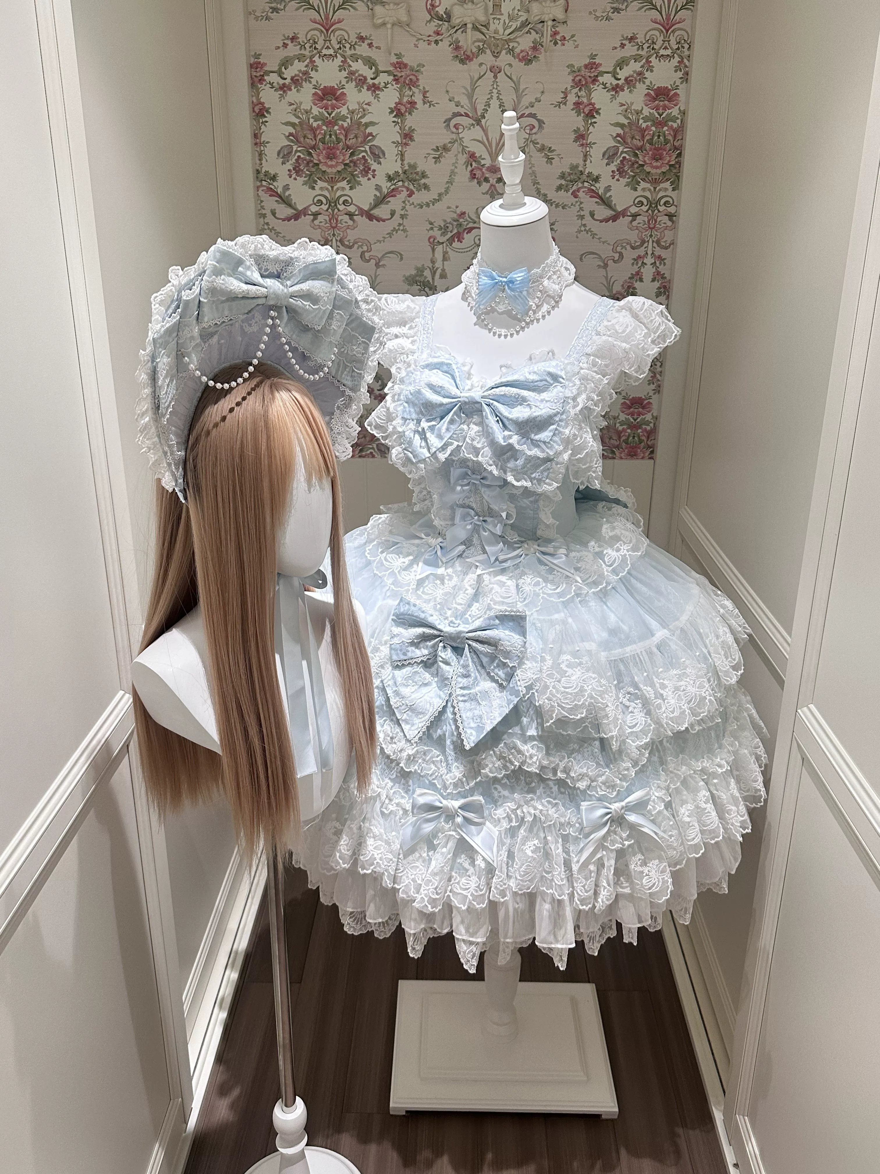 Sakura Blossom Dream - Dreamy Sweet Lolita JSK Dress, Abundant Lace & Bows - Image 23