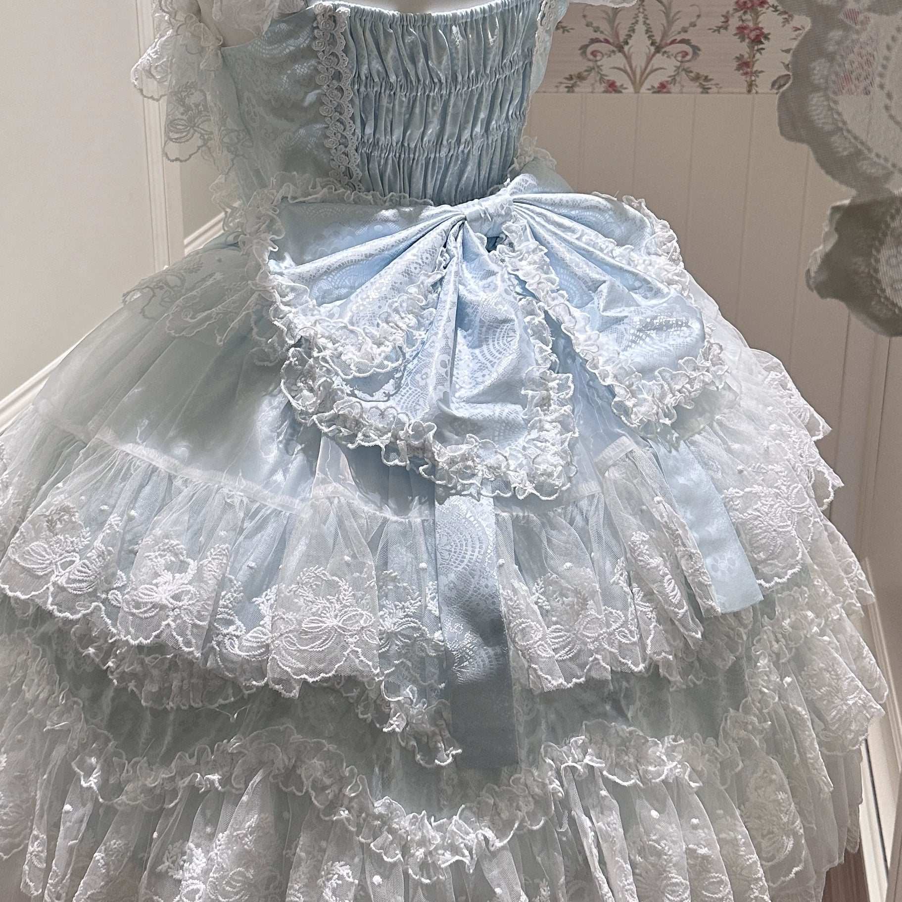 Sakura Blossom Dream - Dreamy Sweet Lolita JSK Dress, Abundant Lace & Bows - Image 25