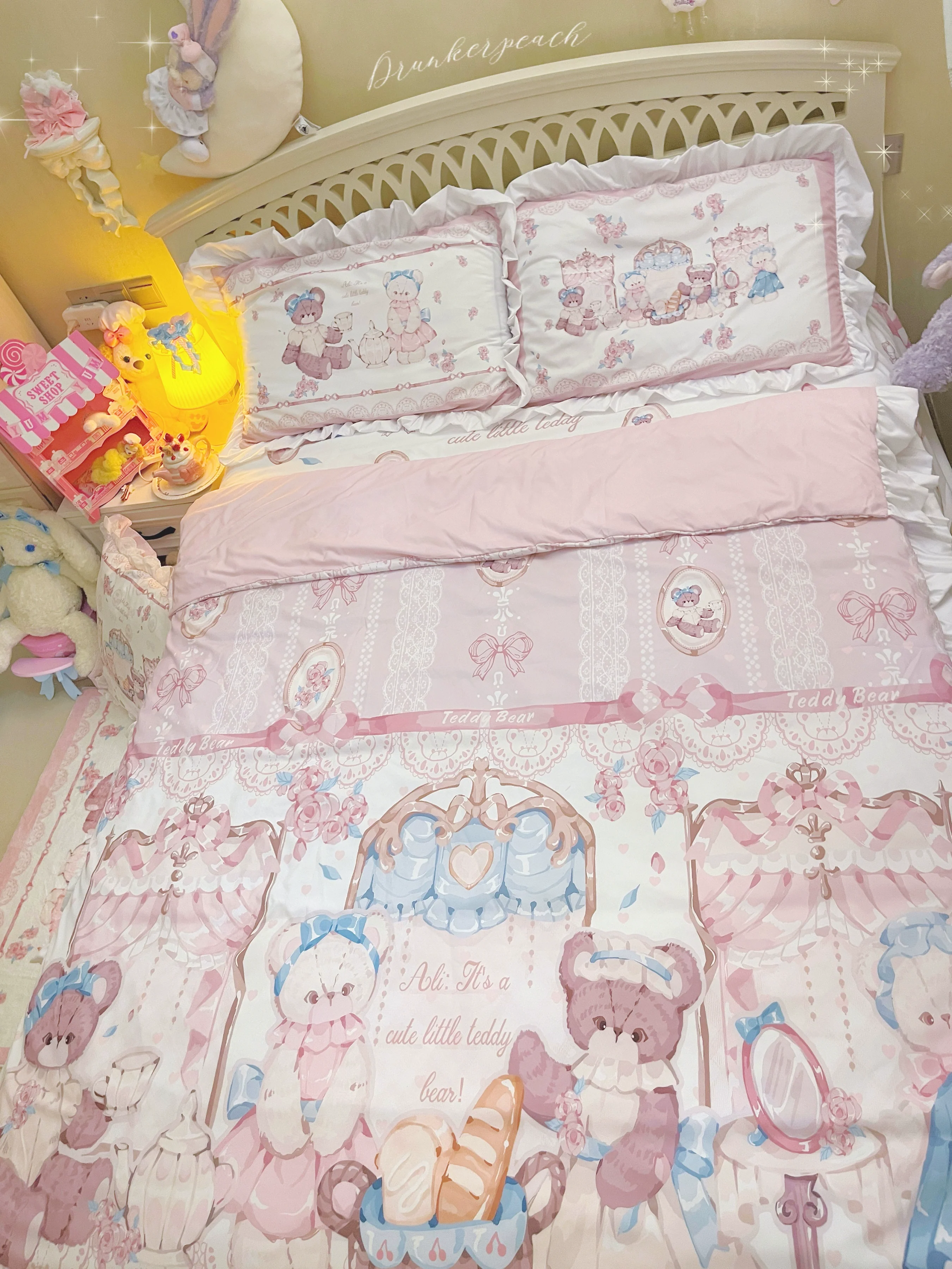 Drunke - Bears Afternoon Tea - Cute Lolita Bedding Set Bear Print Lolita Four-piece Suit - Image 4