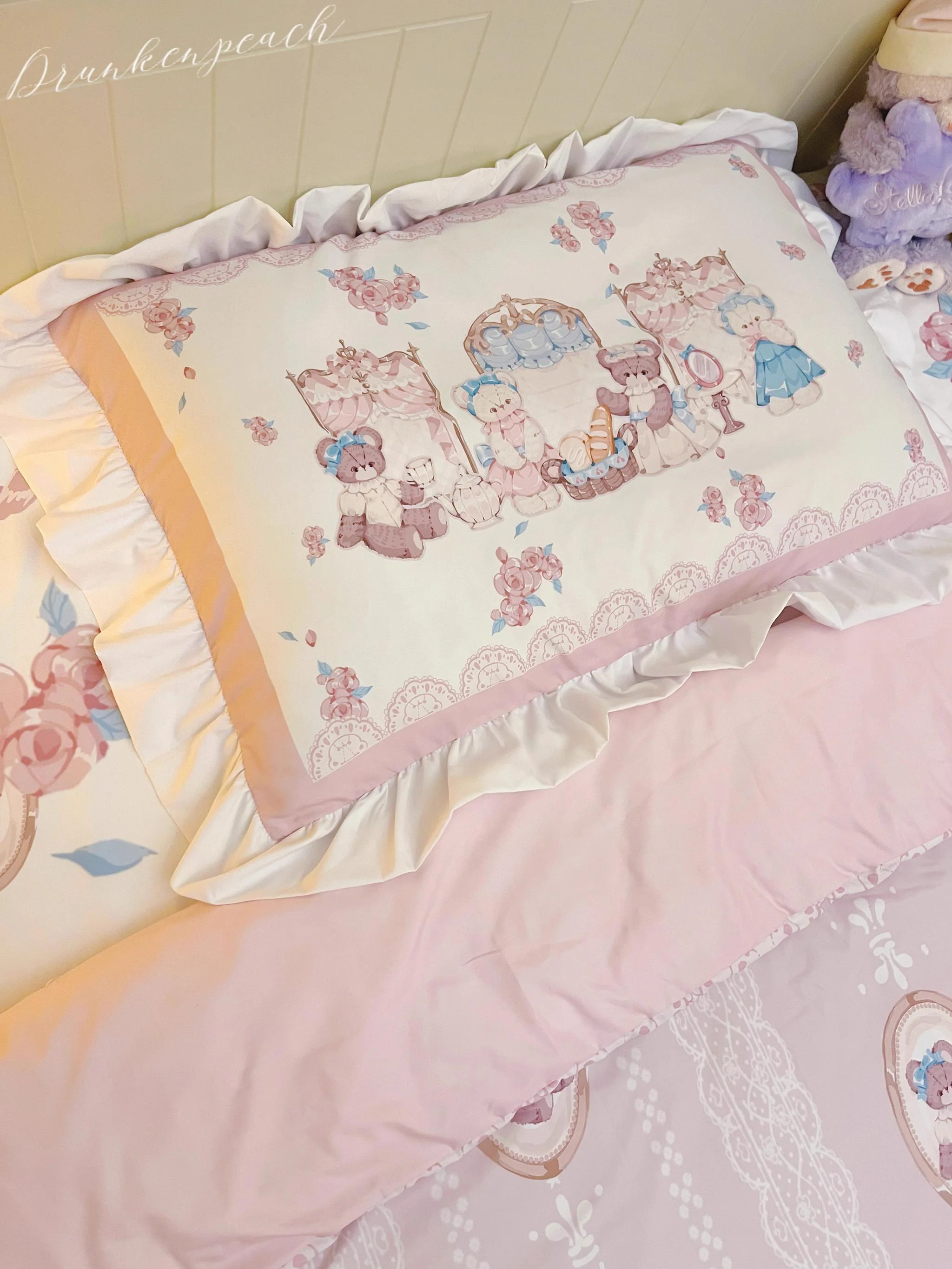 Drunke - Bears Afternoon Tea - Cute Lolita Bedding Set Bear Print Lolita Four-piece Suit - Image 9