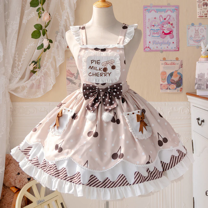 Pie milk cherry - Sweet Lolita Salopette and Blouse - Image 5