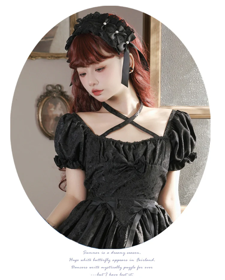 Thorn Rose - Gothic Lolita Three-layer Ruffle Black OP - Image 20
