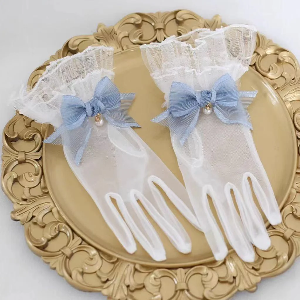 Xiaogui - Elegant Lolita Bow Gloves Retro Lolita Lace Glove - Image 5