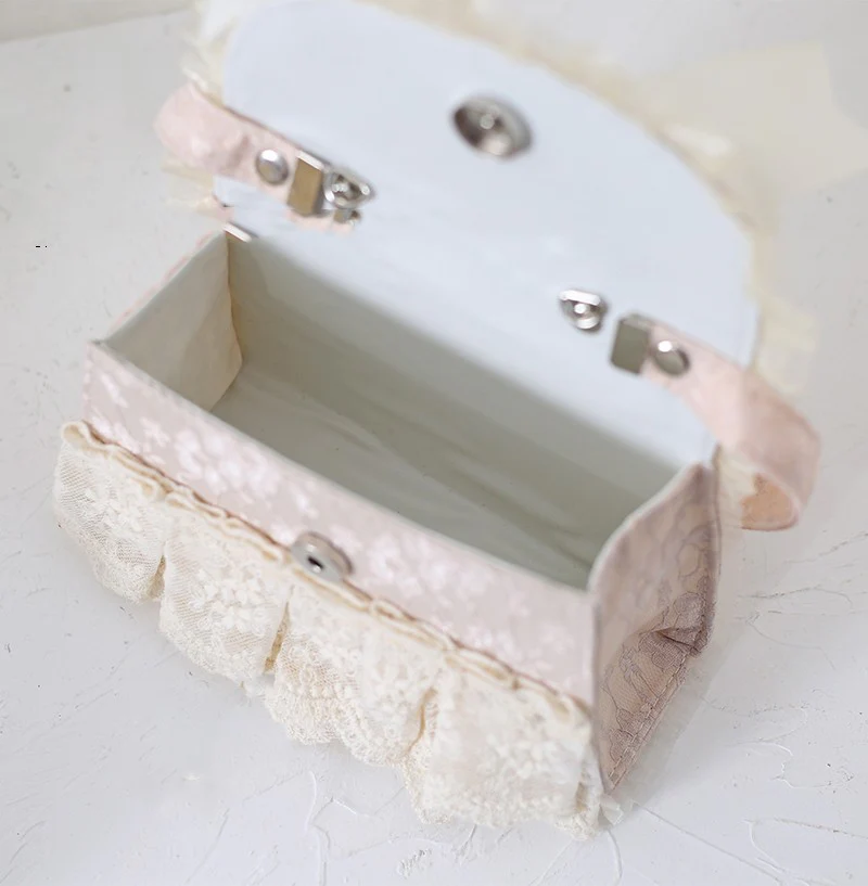 Xiaogui - Elegant Lolita Bag Daisy Pearl Chain Lace Handbag - Image 10