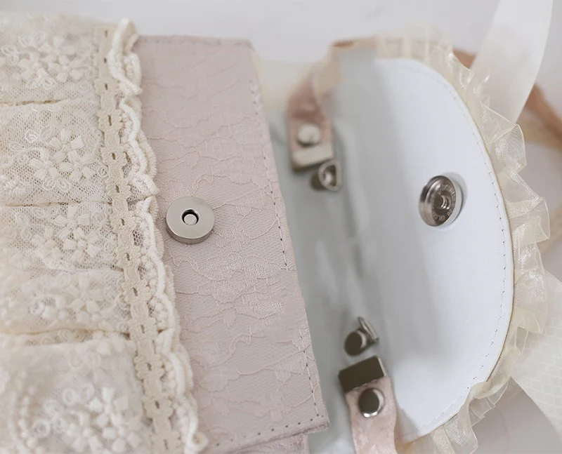 Xiaogui - Elegant Lolita Bag Daisy Pearl Chain Lace Handbag - Image 11