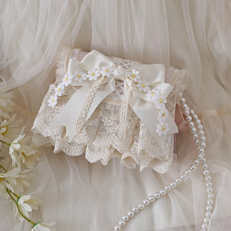Xiaogui - Elegant Lolita Bag Daisy Pearl Chain Lace Handbag - Image 3