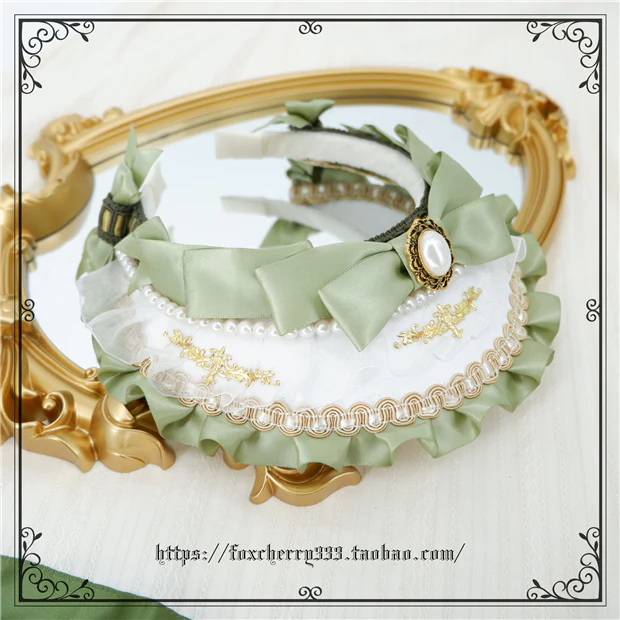 Elegant Grass Green Lolita Bow Headdress - Image 13