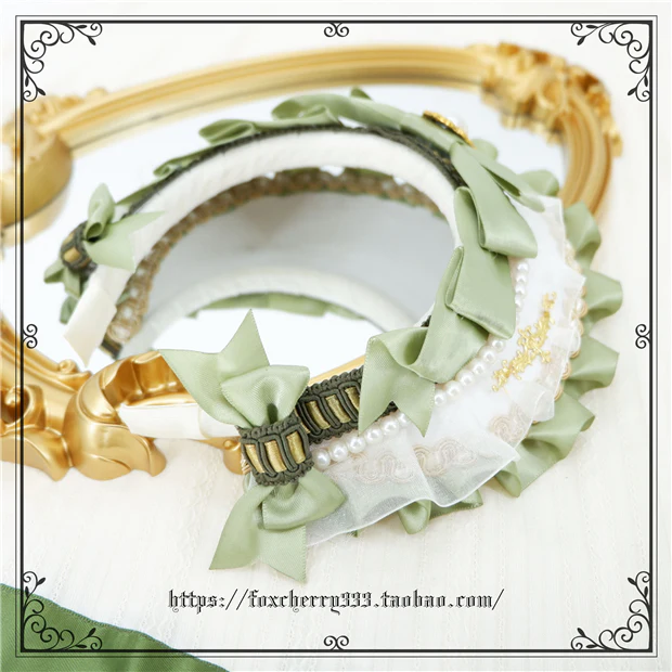 Elegant Grass Green Lolita Bow Headdress - Image 14