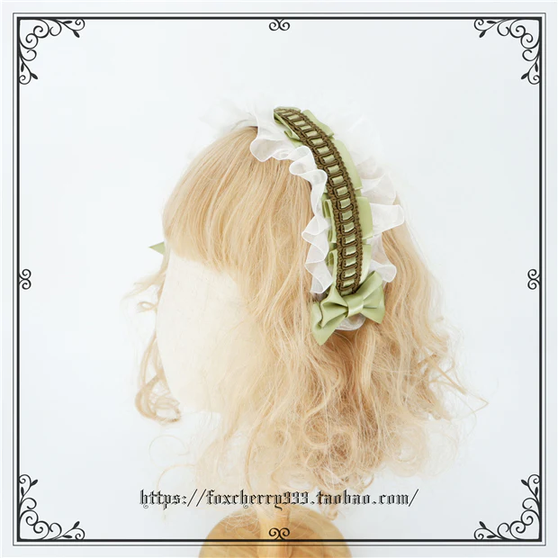 Elegant Grass Green Lolita Bow Headdress - Image 17