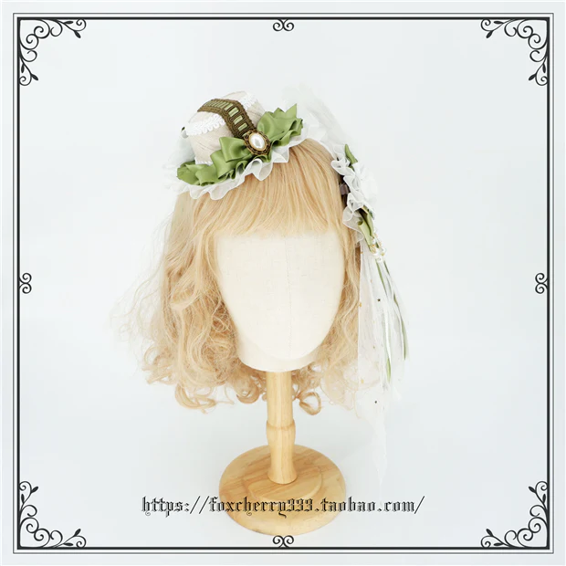 Elegant Grass Green Lolita Bow Headdress - Image 4
