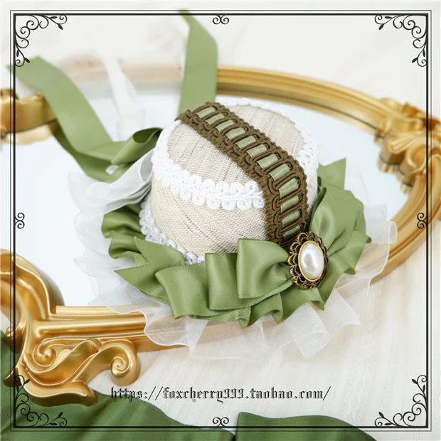 Elegant Grass Green Lolita Bow Headdress - Image 6