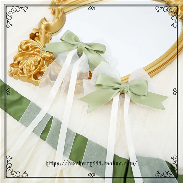 Elegant Grass Green Lolita Bow Headdress - Image 9