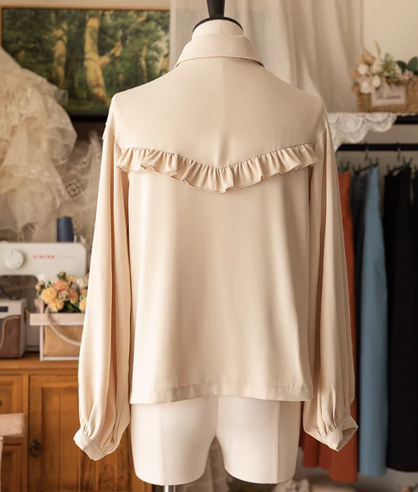 Forest Basket - Elegant Lolita Blouse, Vintage Bow Tie - Image 5