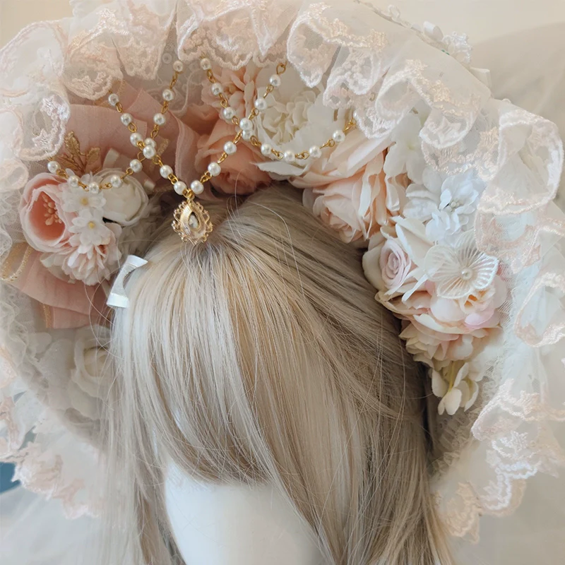 Elegant Lolita BNT Handmade Tea Party Necklace and Feather Fan - Image 5