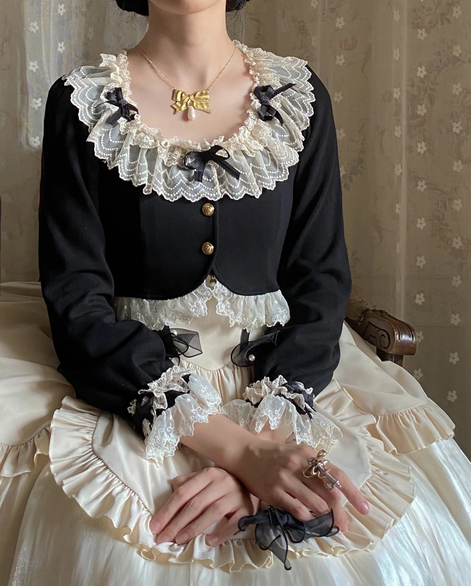 Prelude - Elegant Lolita Bolero Jacket with Lace Ruffle Frill - Image 2