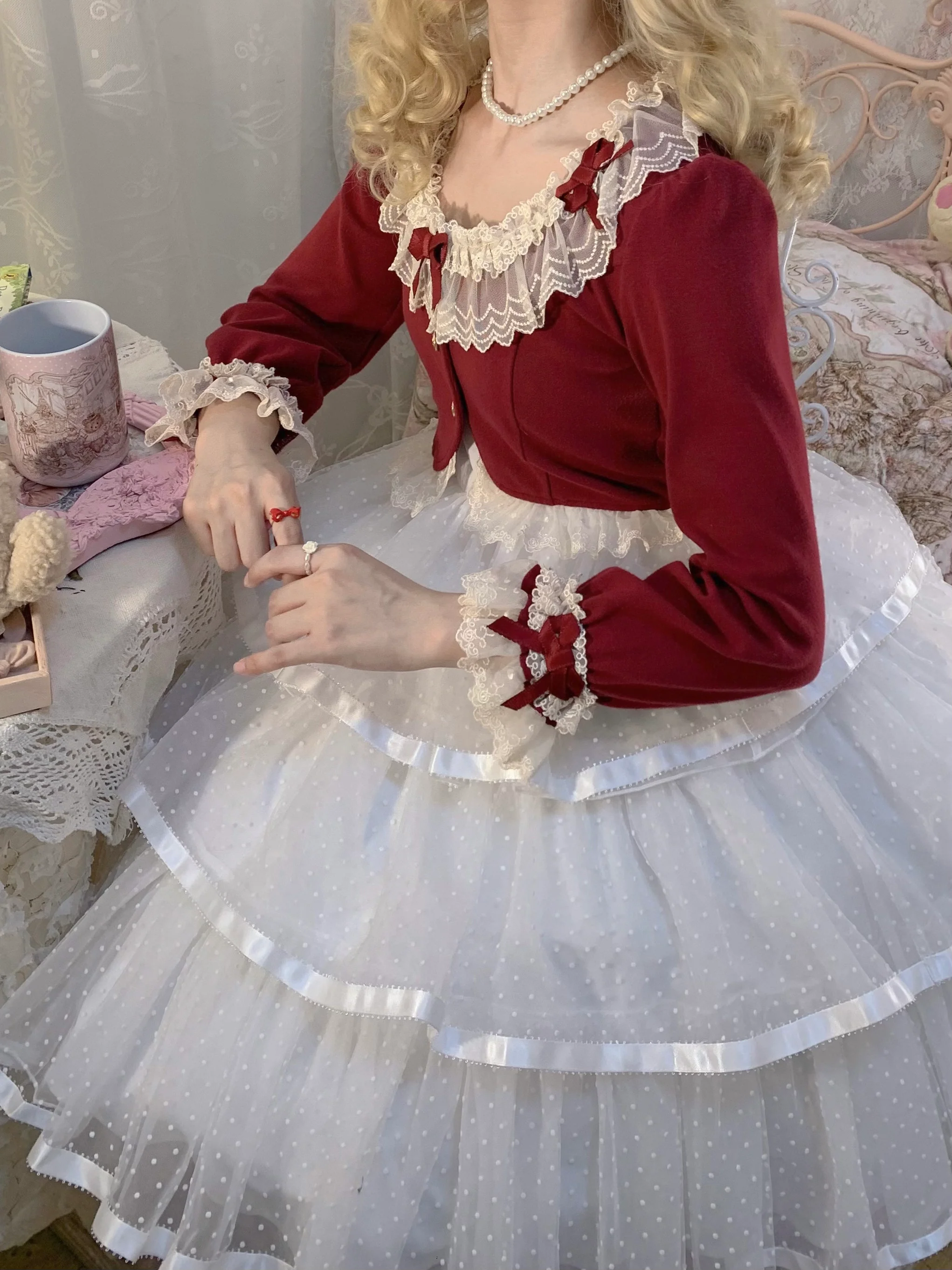 Prelude - Elegant Lolita Bolero Jacket with Lace Ruffle Frill - Image 31