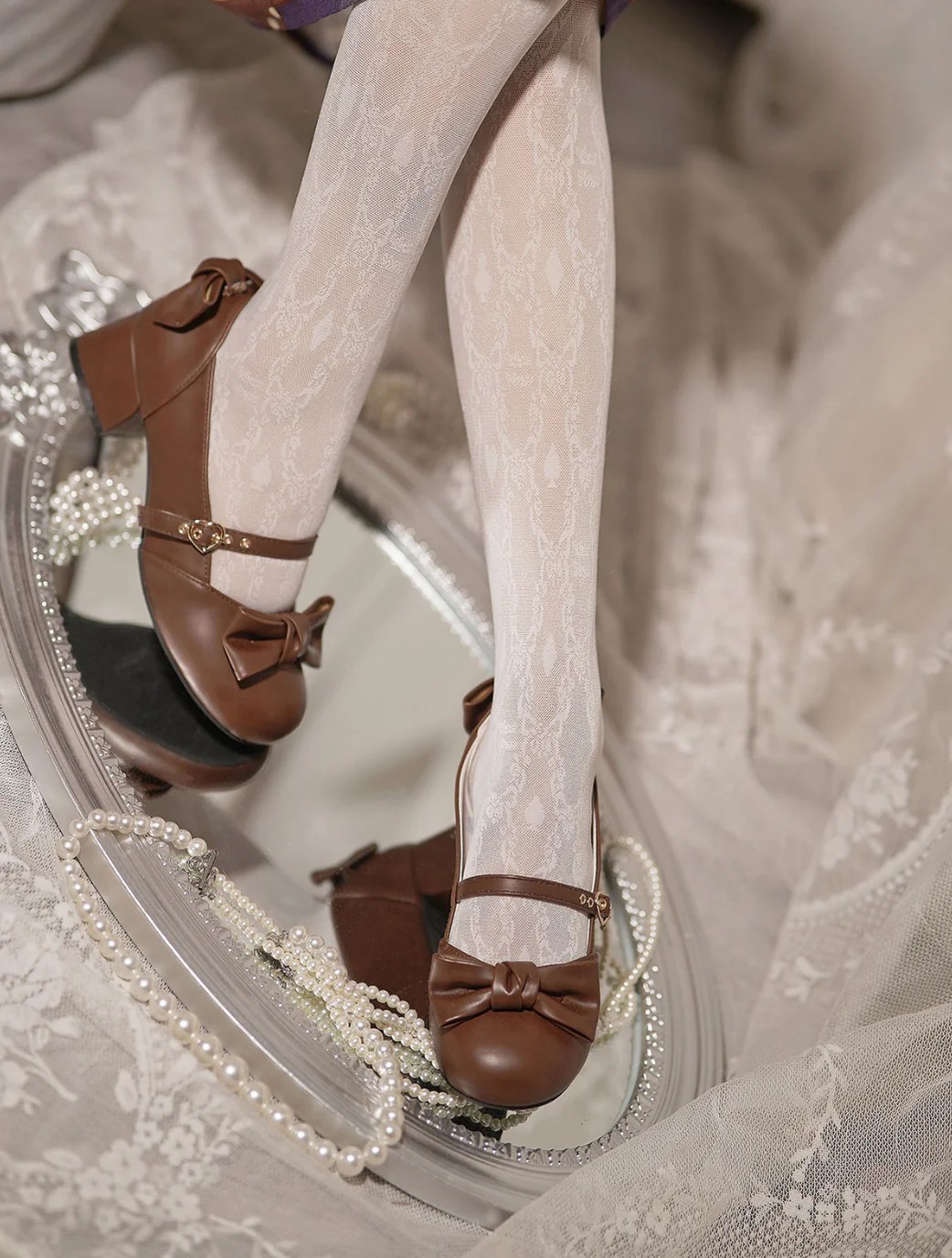 Elegant Lolita Bownot Retro High Heel Shoes - Image 33