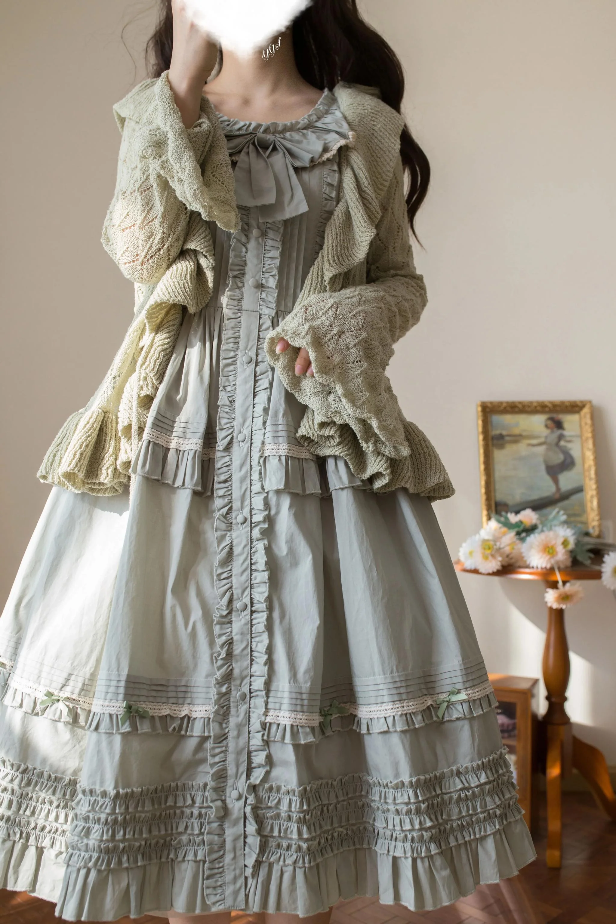 Sunset Bouquet - Elegant Lolita Cardigan, Flounce Hem - Image 12