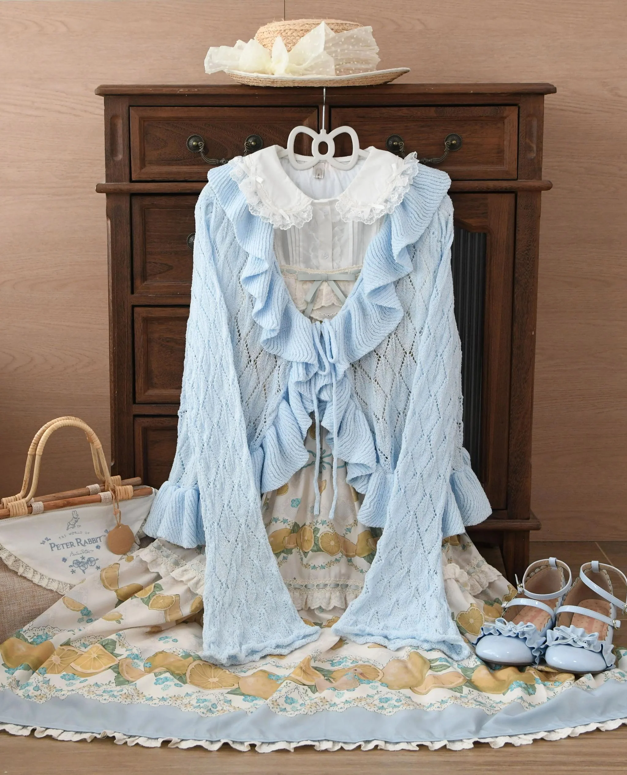 Sunset Bouquet - Elegant Lolita Cardigan, Flounce Hem - Image 20