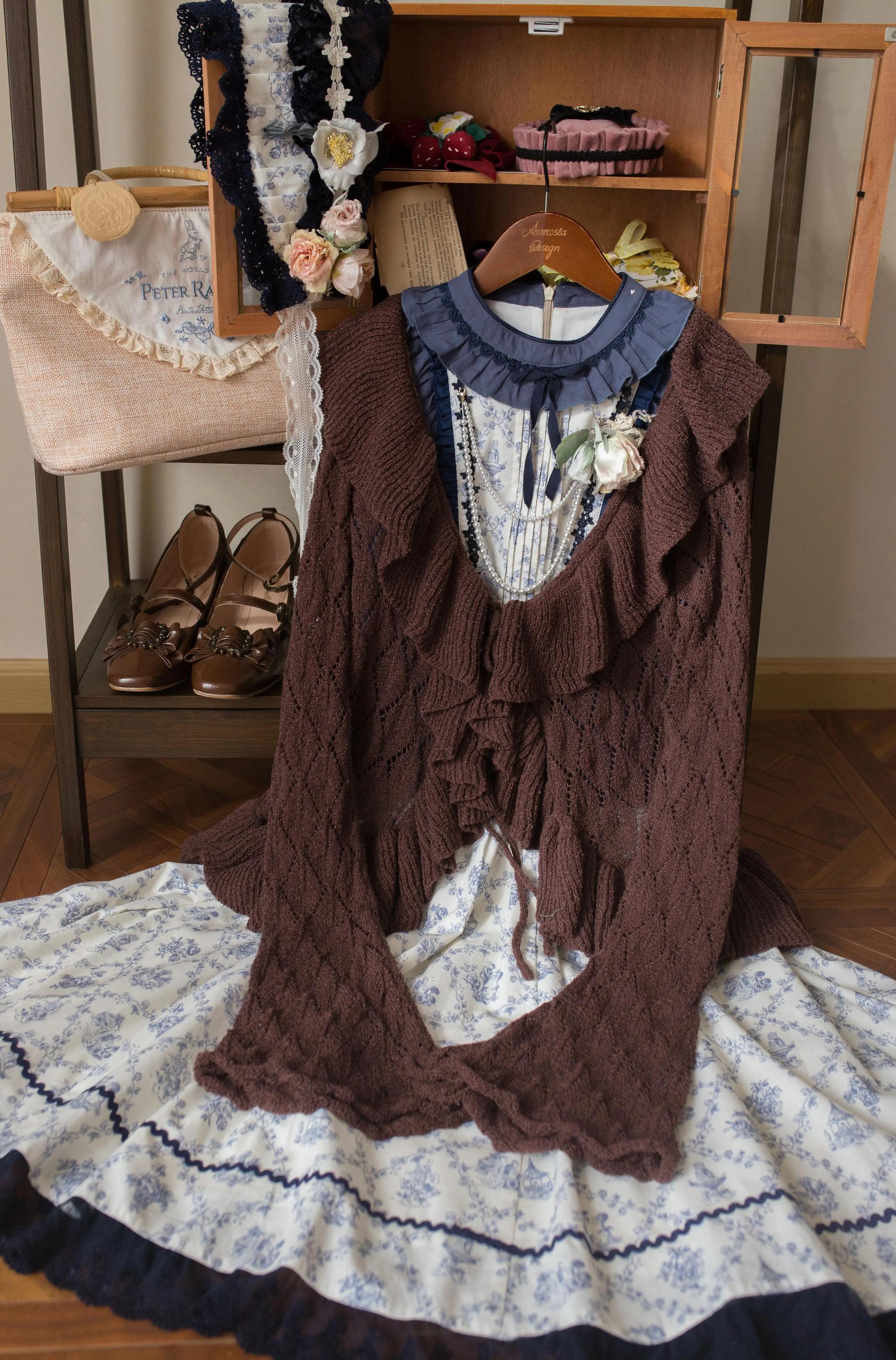 Sunset Bouquet - Elegant Lolita Cardigan, Flounce Hem - Image 27