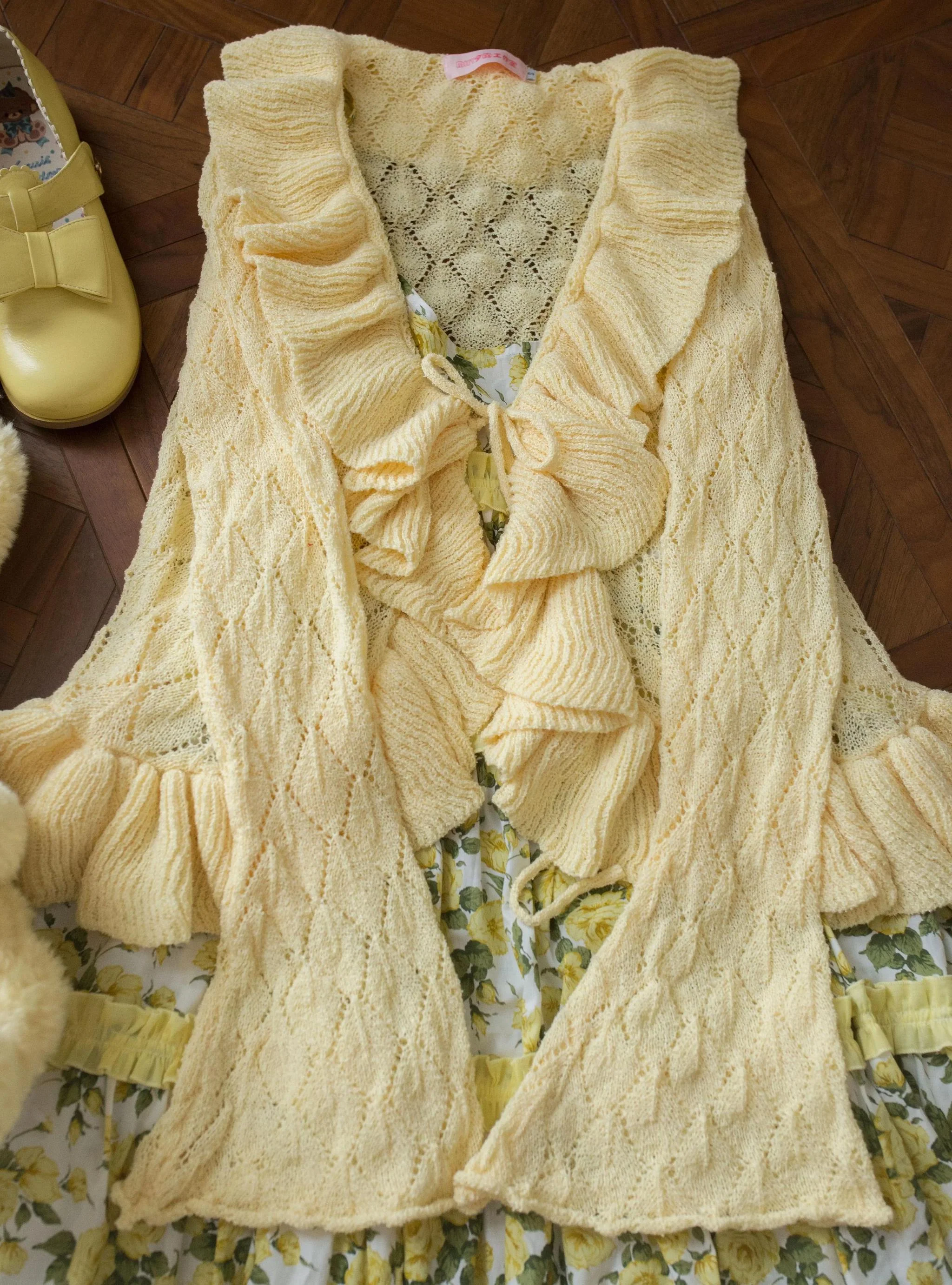 Sunset Bouquet - Elegant Lolita Cardigan, Flounce Hem - Image 29