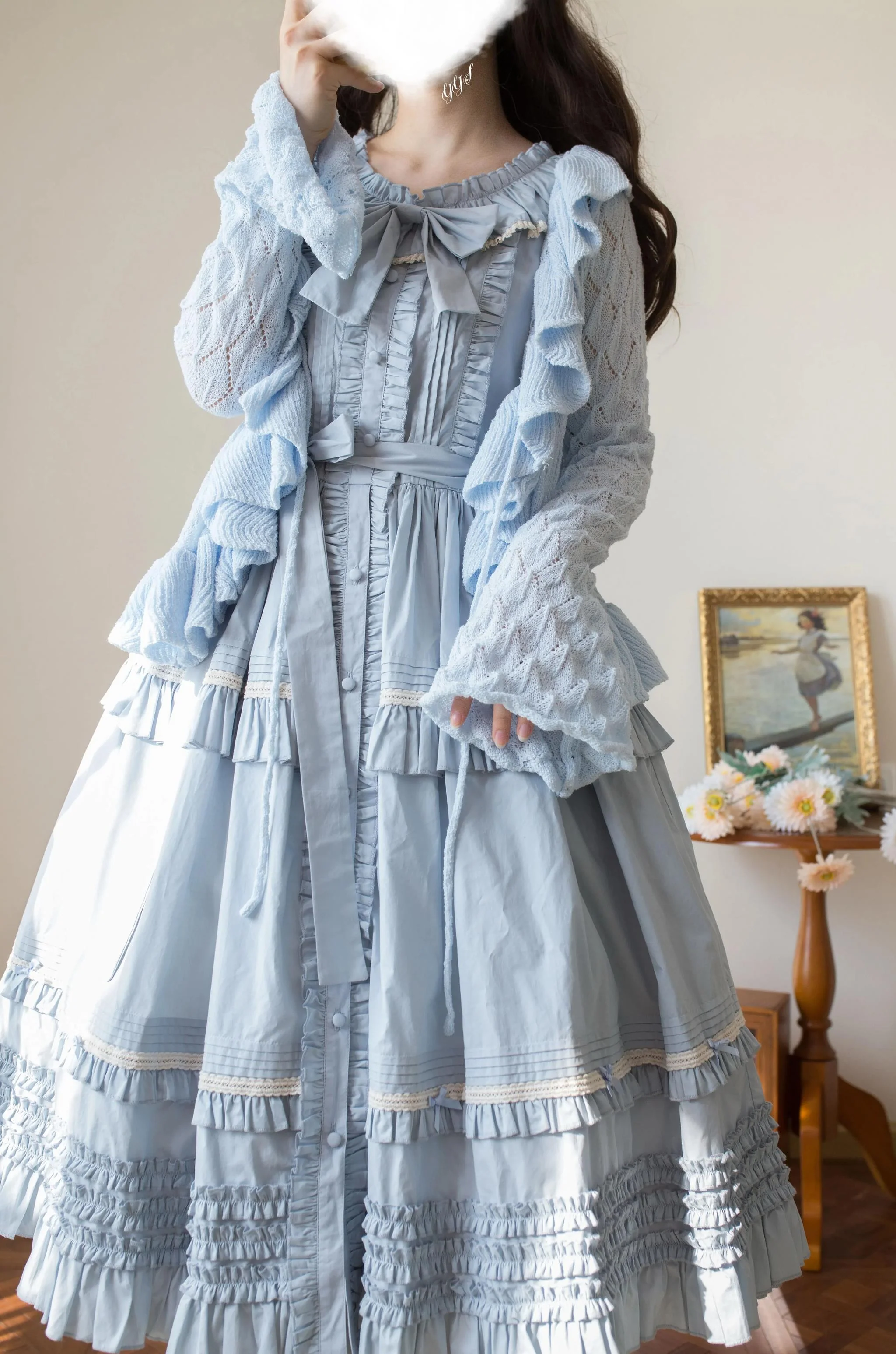 Sunset Bouquet - Elegant Lolita Cardigan, Flounce Hem - Image 6
