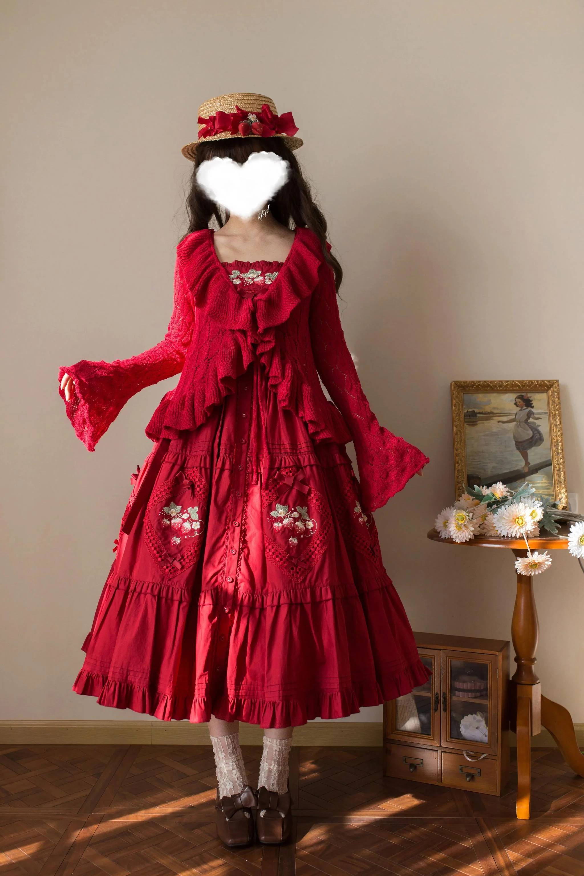 Sunset Bouquet - Elegant Lolita Cardigan, Flounce Hem - Image 8