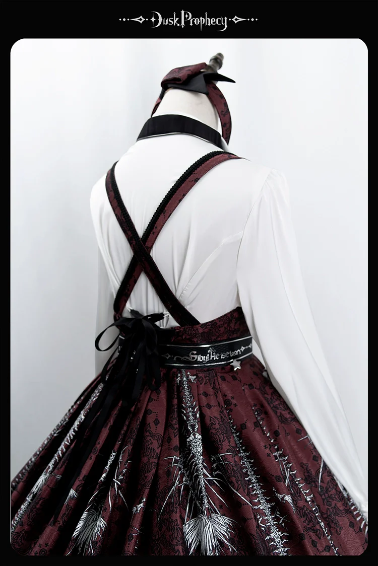 DuskProphecy - Coccyx - Elegant Lolita Dress High Waist Fishbone Print JSK Set - Image 108